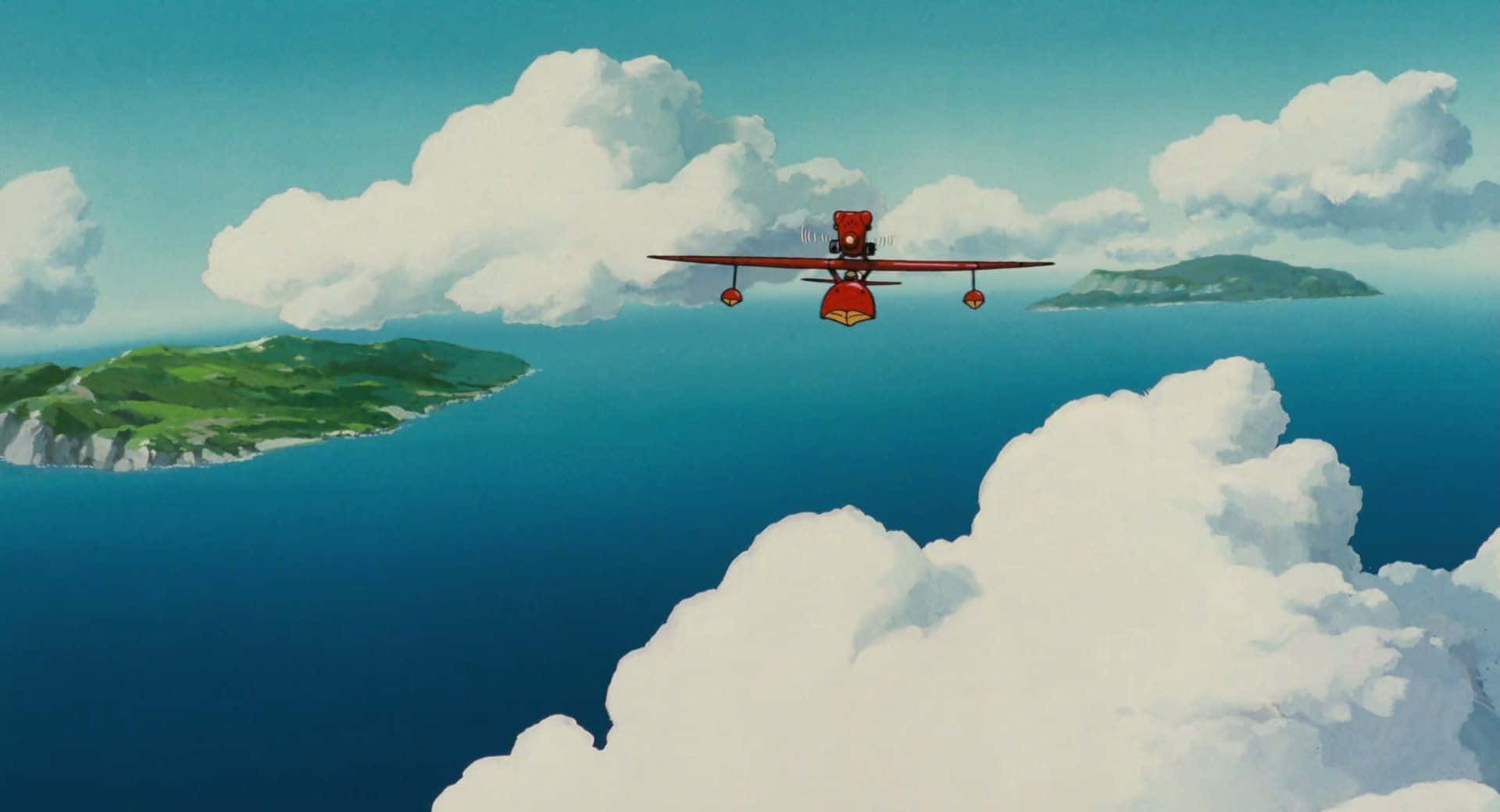 Porco Rosso Flying Over Sea Wallpaper