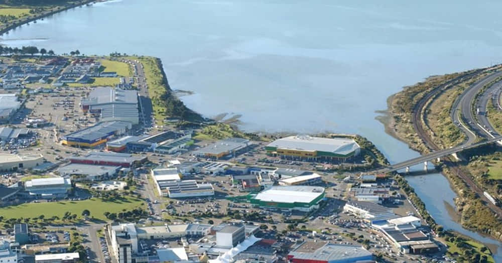 Porirua Coastal Industrial Area Aerial View Wallpaper