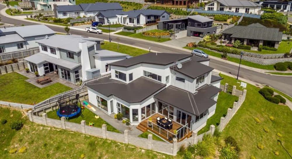 Porirua Suburban Luxury Home Aerial View Wallpaper