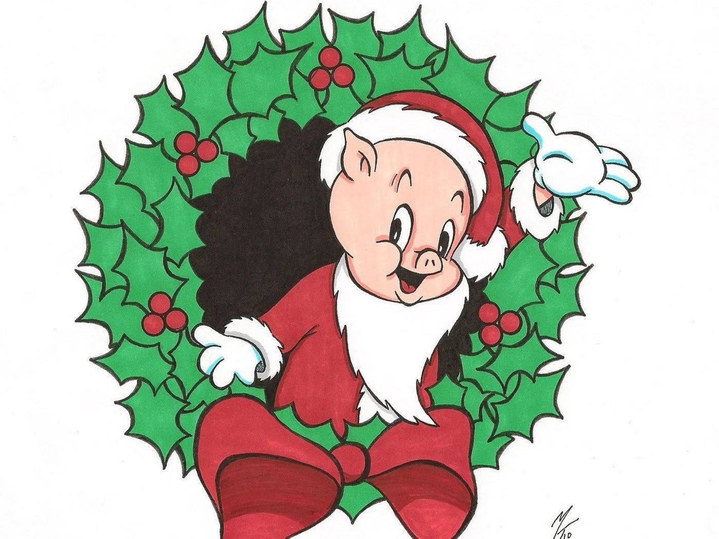 Porky Pig Christmas Art Wallpaper