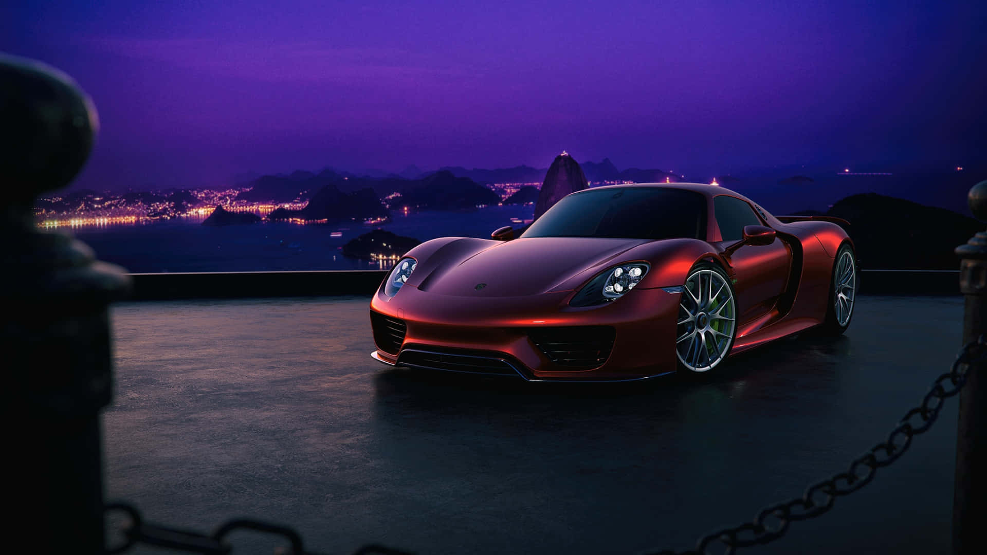Sleek Porsche Racing Through Picturesque Landscape