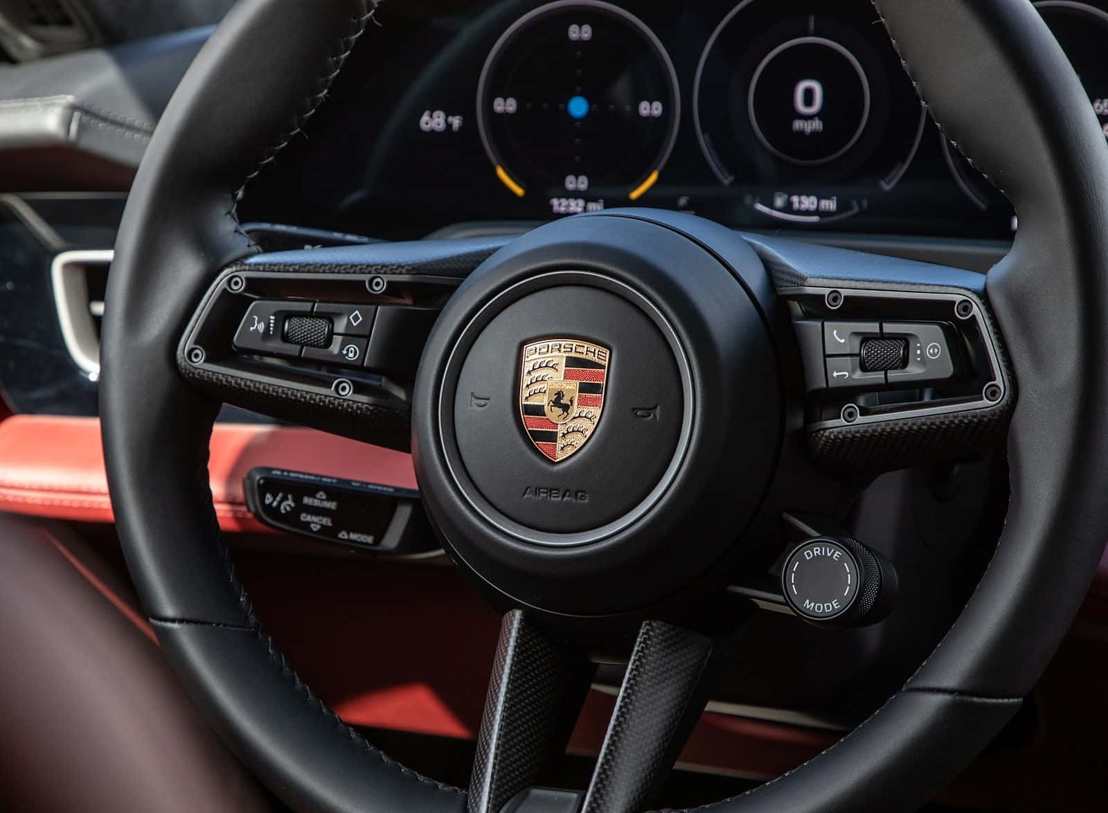 Porsche Steering Wheel Closeup Wallpaper