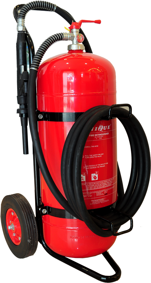 Portable Fire Extinguisheron Wheels PNG