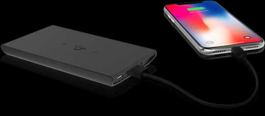 Portable Power Bank Charging Smartphone PNG