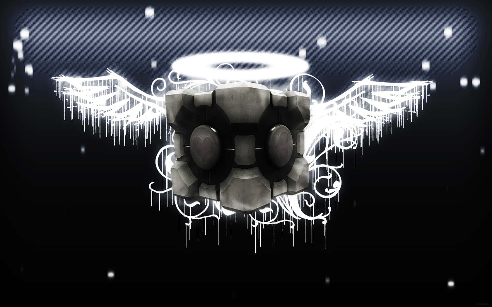 A White Angel With Wings On A Black Background