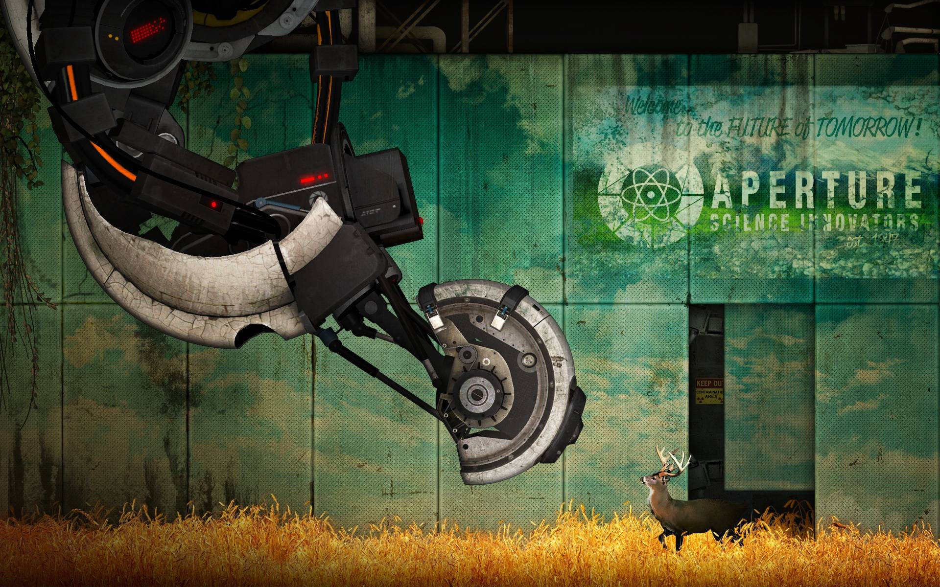 Portal 2 Deer With Machine Wallpaper