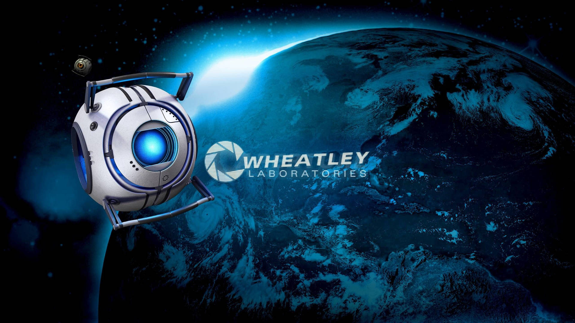 Wheatley - A Spaceship With A Blue Light Wallpaper