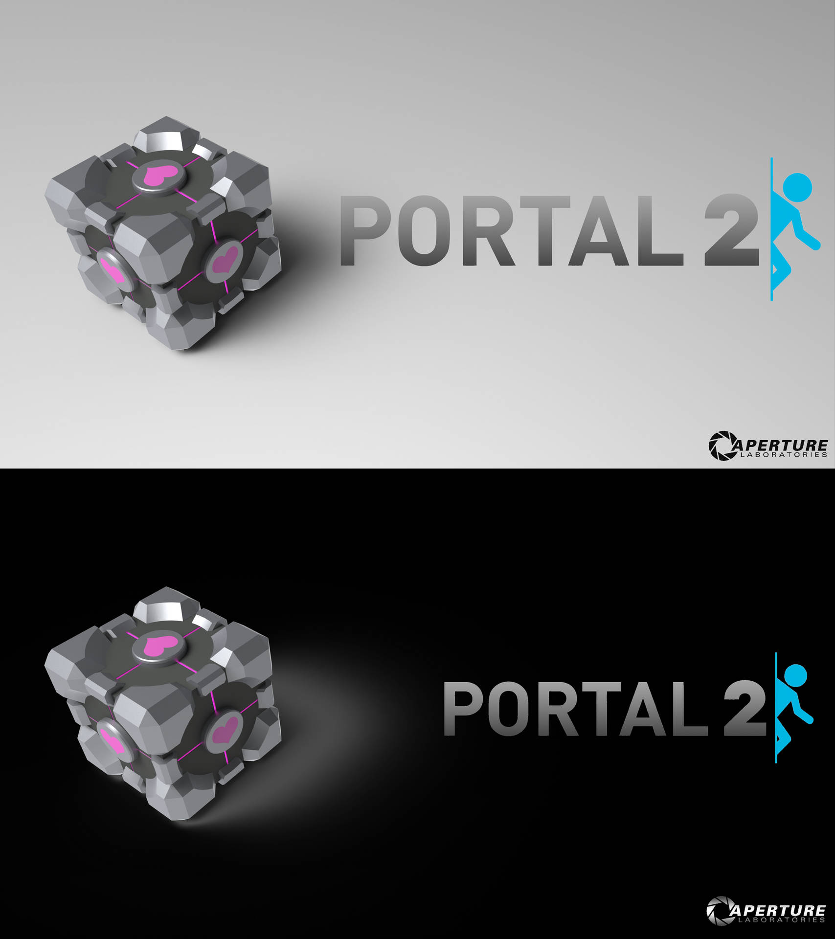 Portal 2 Dual Screen Poster Design Wallpaper