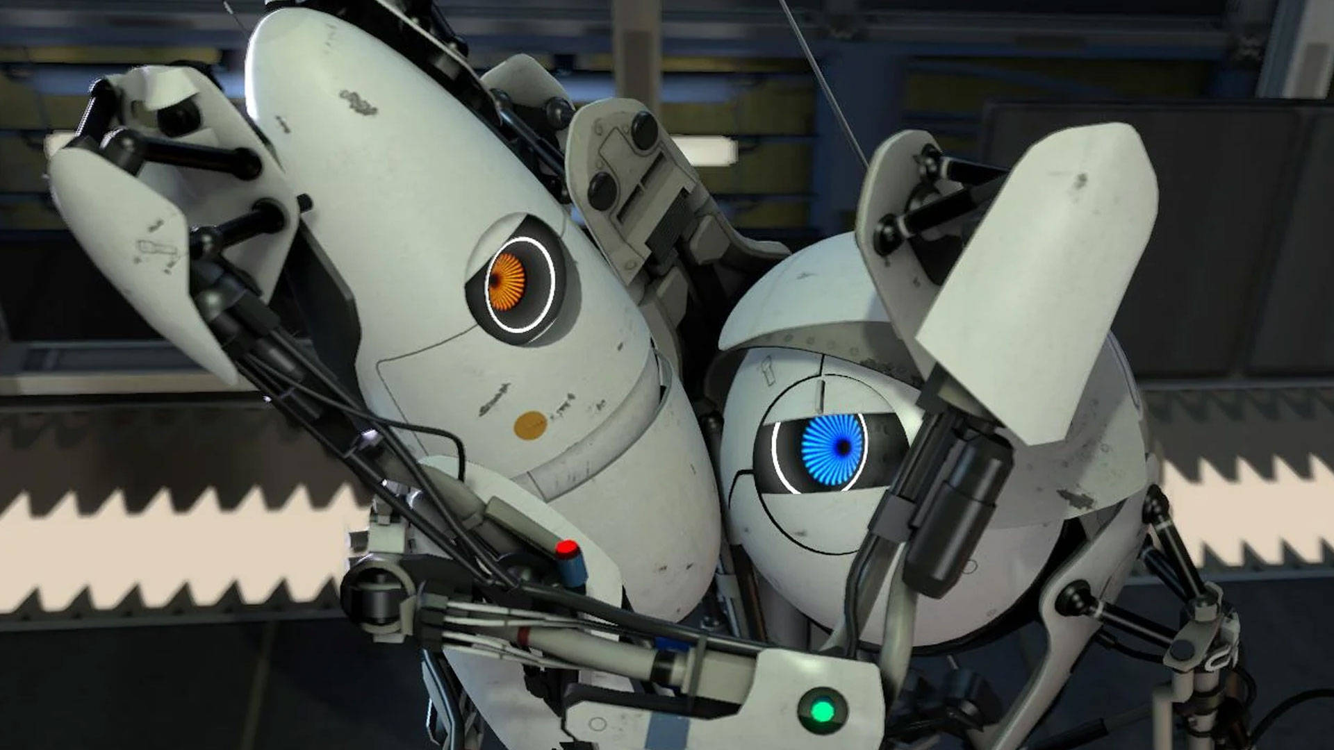 Atlase P-body Che Si Abbracciano Su Portal 2 Per Doppio Schermo. Sfondo