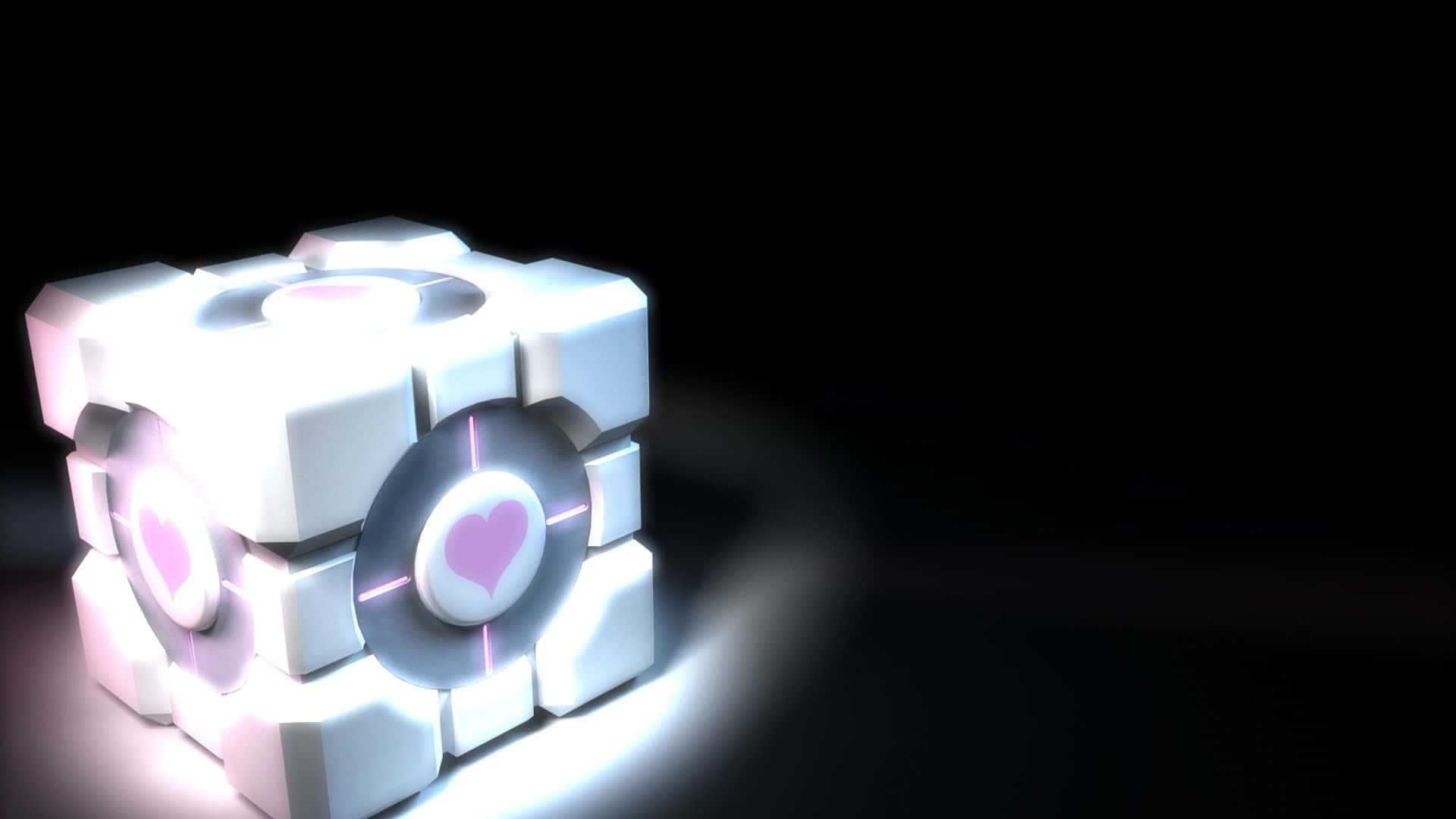 Portal 4k Cube Companion With Hearts Wallpaper
