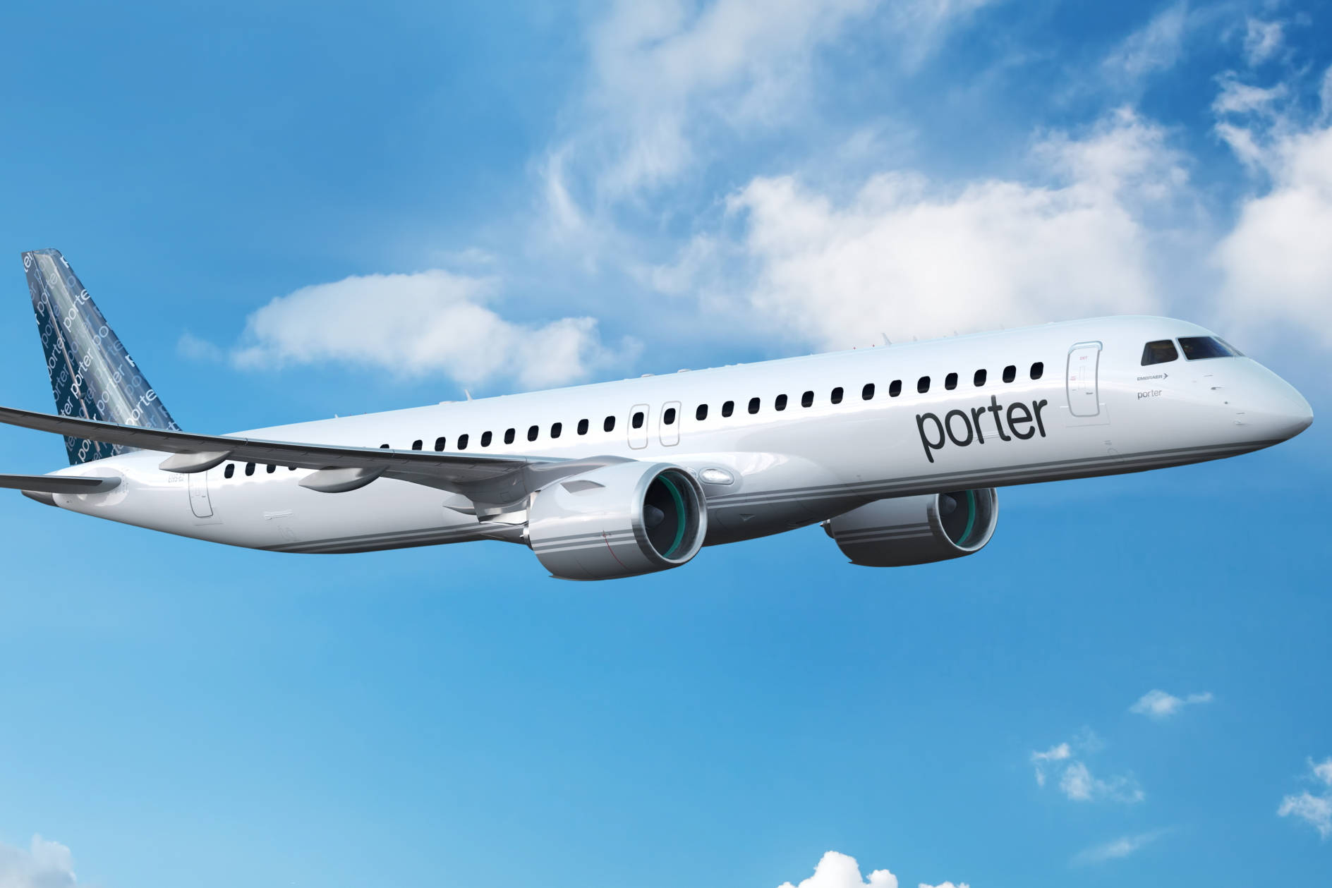 Papelde Parede De Qualidade Para Computador Ou Celular Com O Avião Branco Da Porter Airlines. Papel de Parede