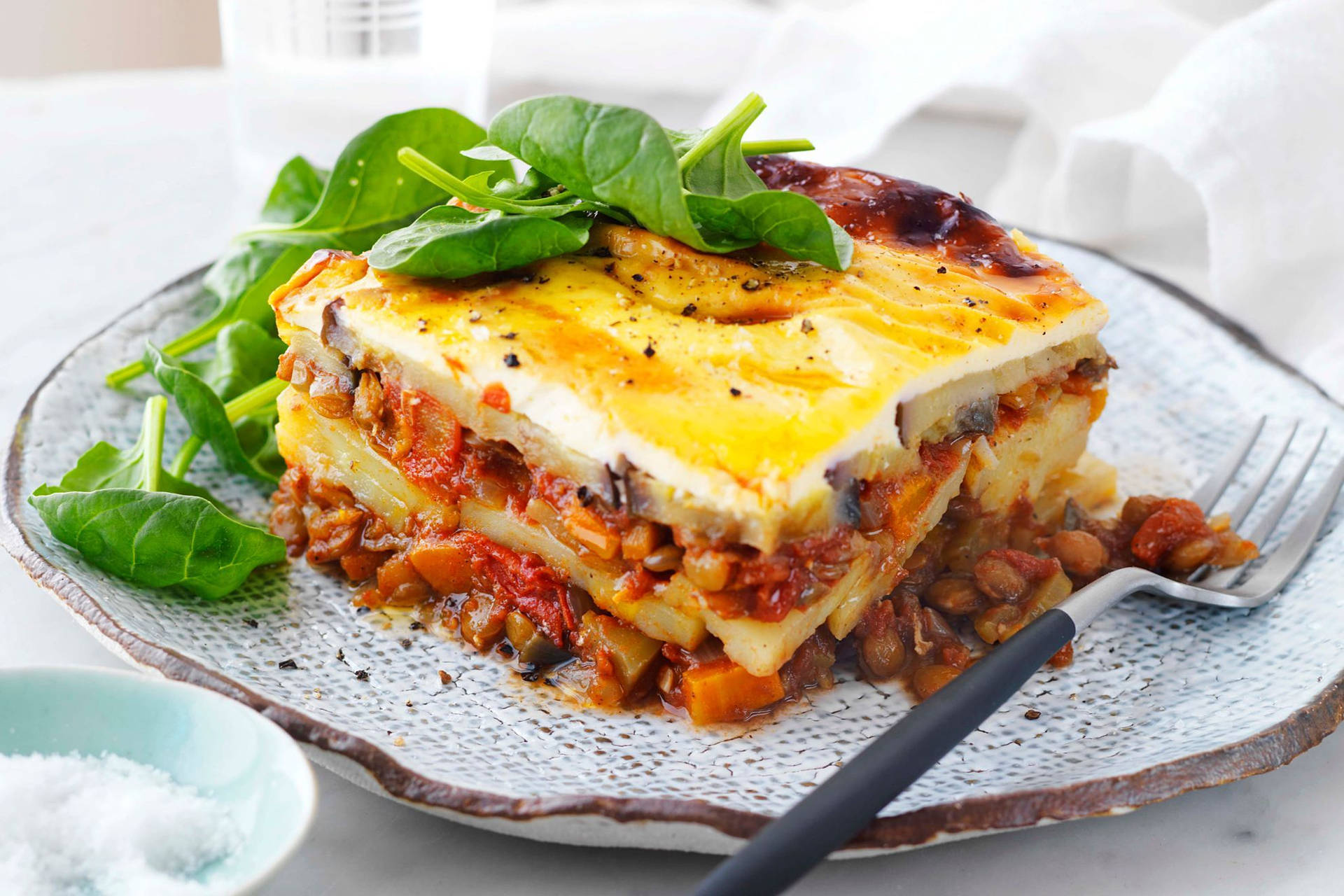 Delicious Portioned Moussaka with Veggies&Meat Wallpaper