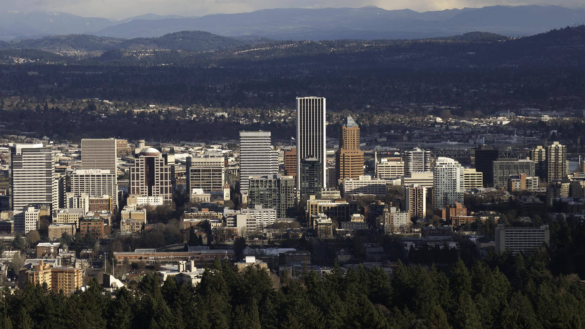 Portland Aerial View Skyline Wallpaper