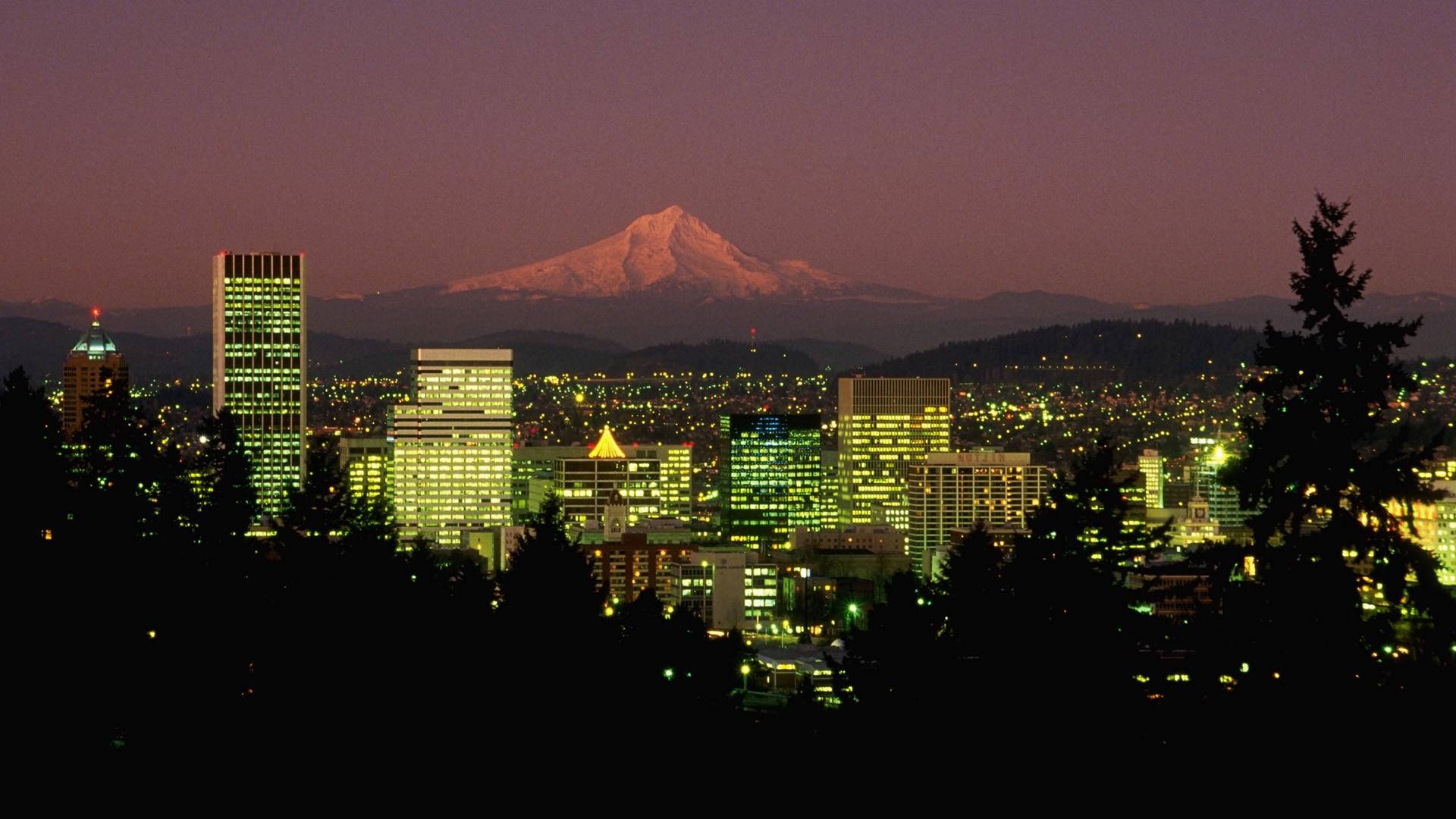 Portland Evening Mount Hood Wallpaper