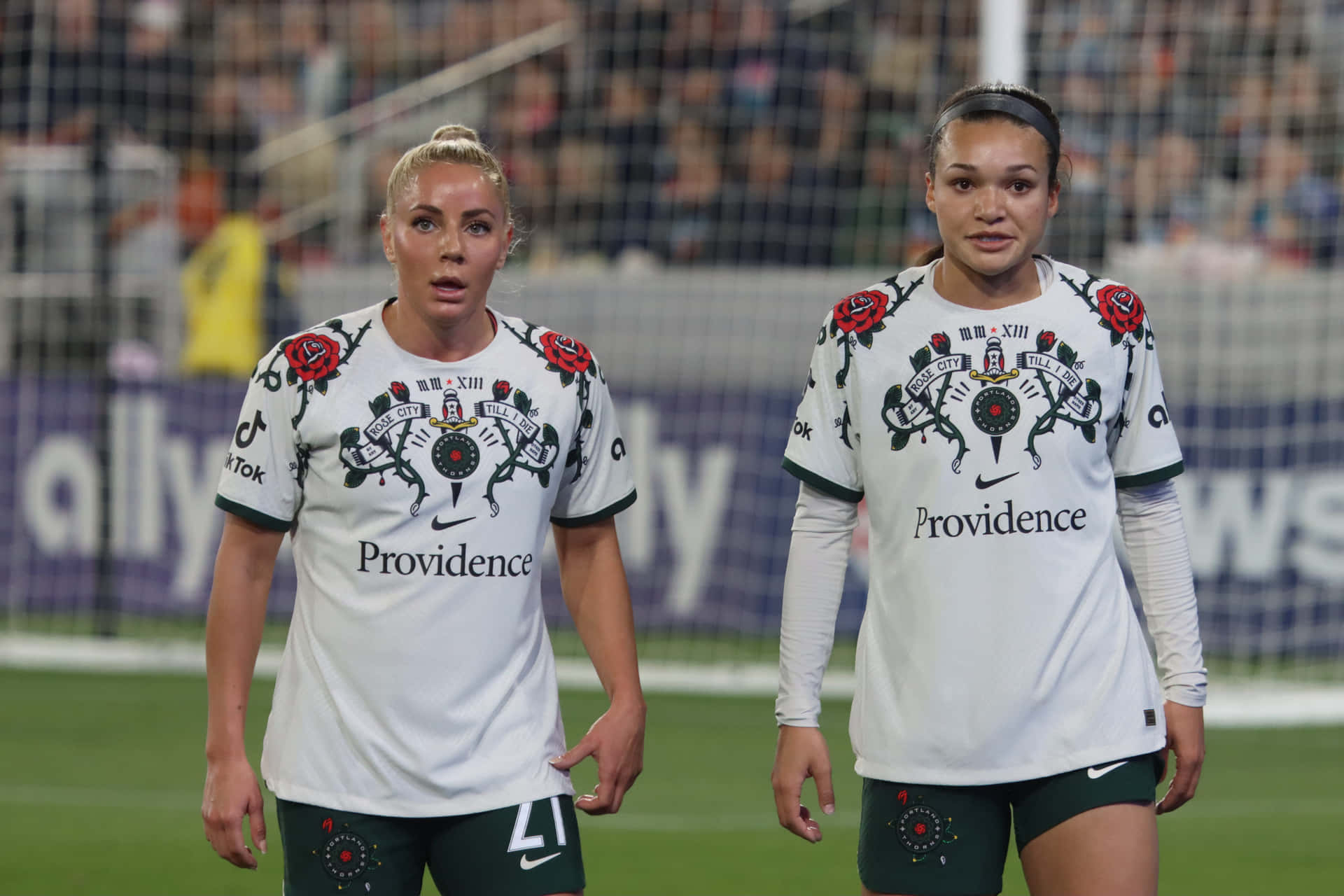 Portland Thorns Fc Spelers Op Het Veld Achtergrond