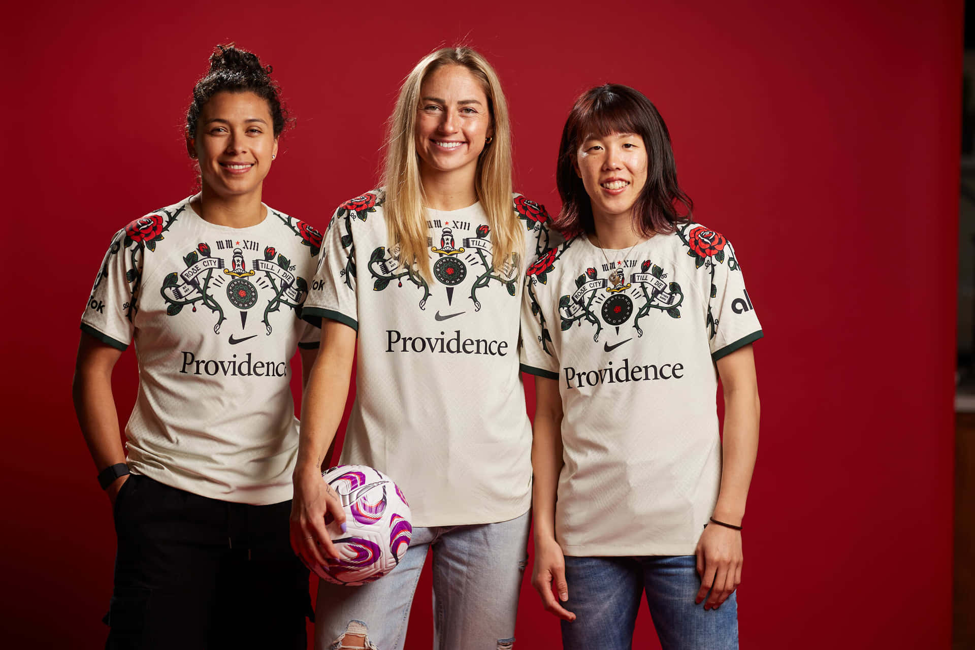 Portland Thorns F C Spelers Promotiefoto Achtergrond