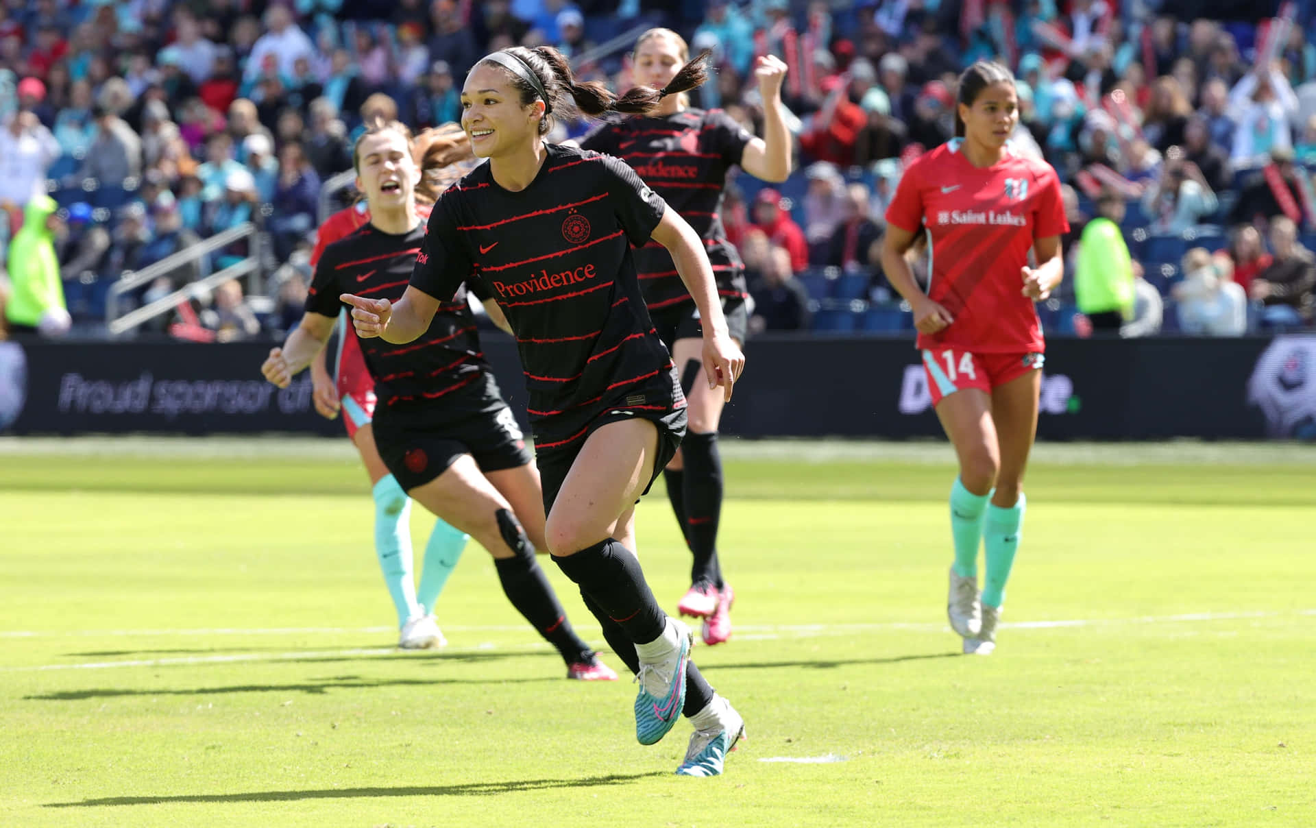 Portland Thorns F C Spelers In Actie Achtergrond