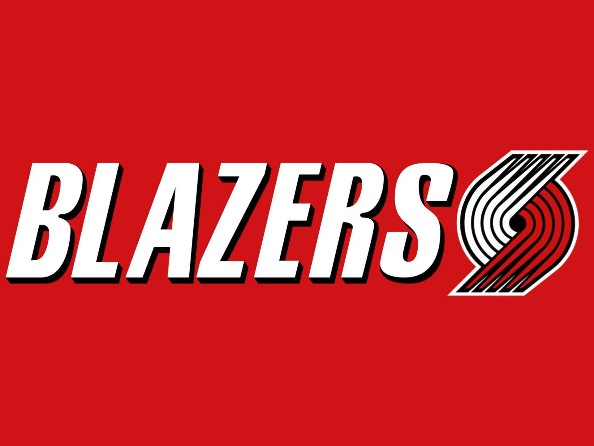 The noble logo of the Portland Trail Blazers team on a dynamic background in red. Wallpaper