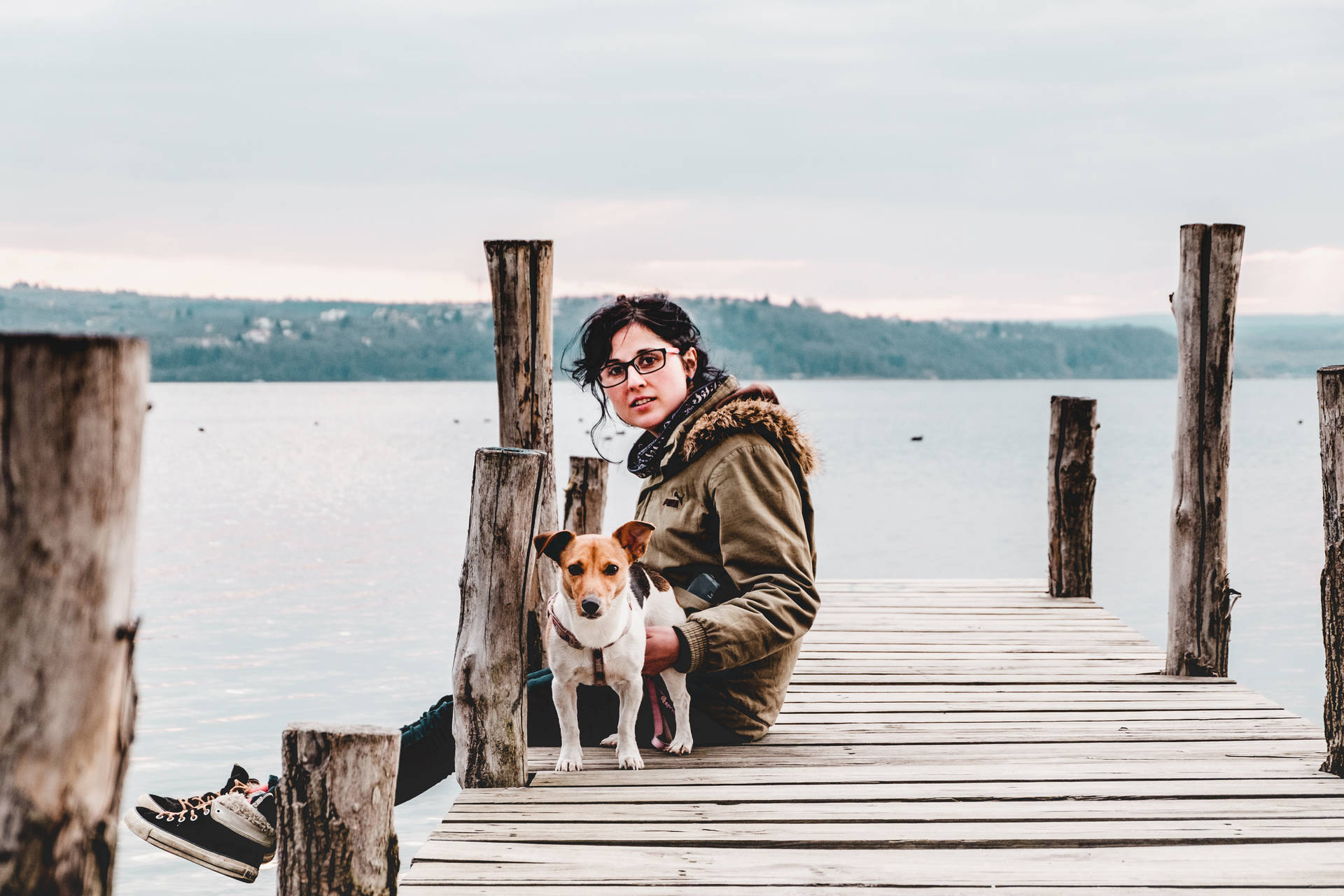 Portrait Of Woman And Dog Best Friend