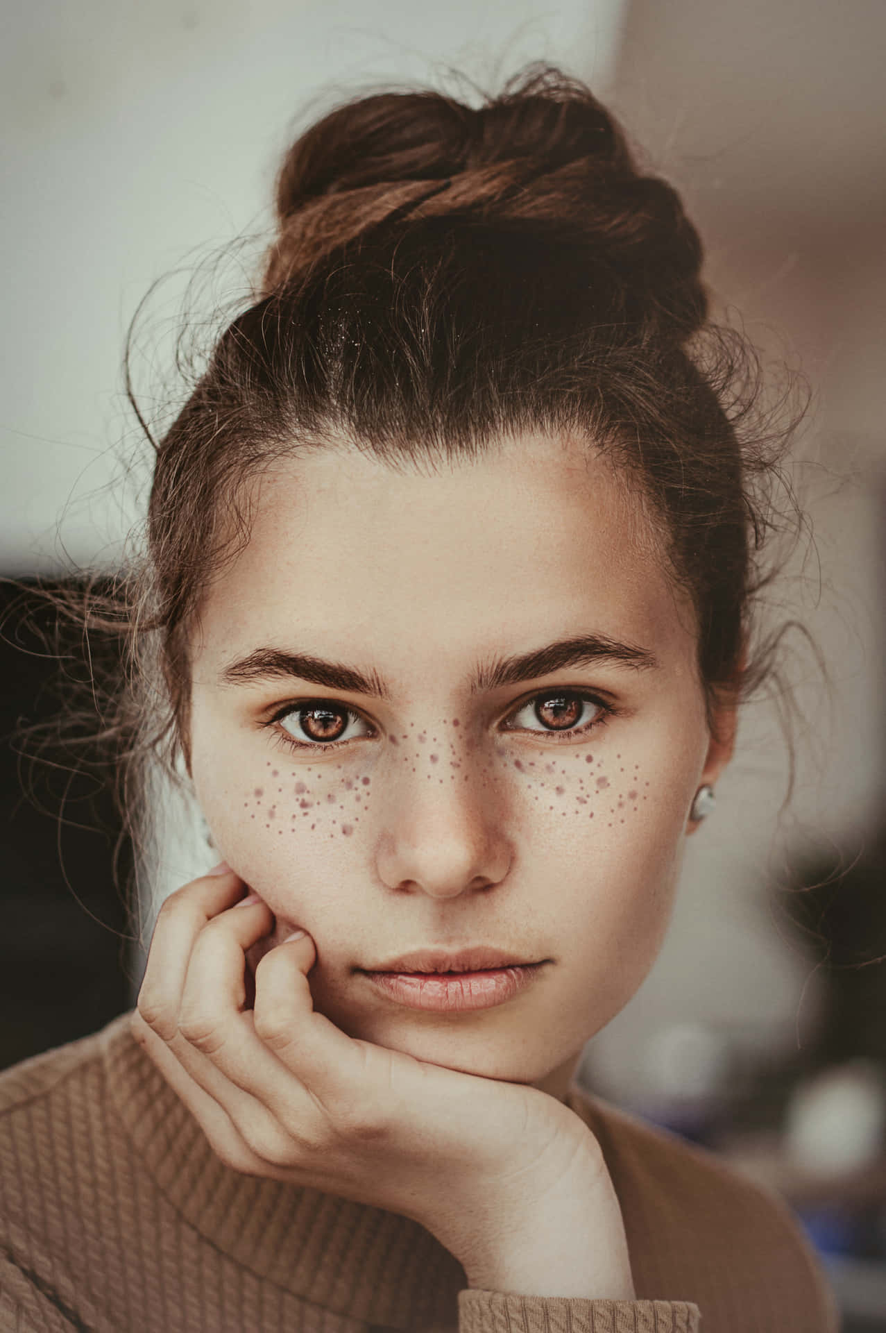 Portrait Picture Girl With Freckles