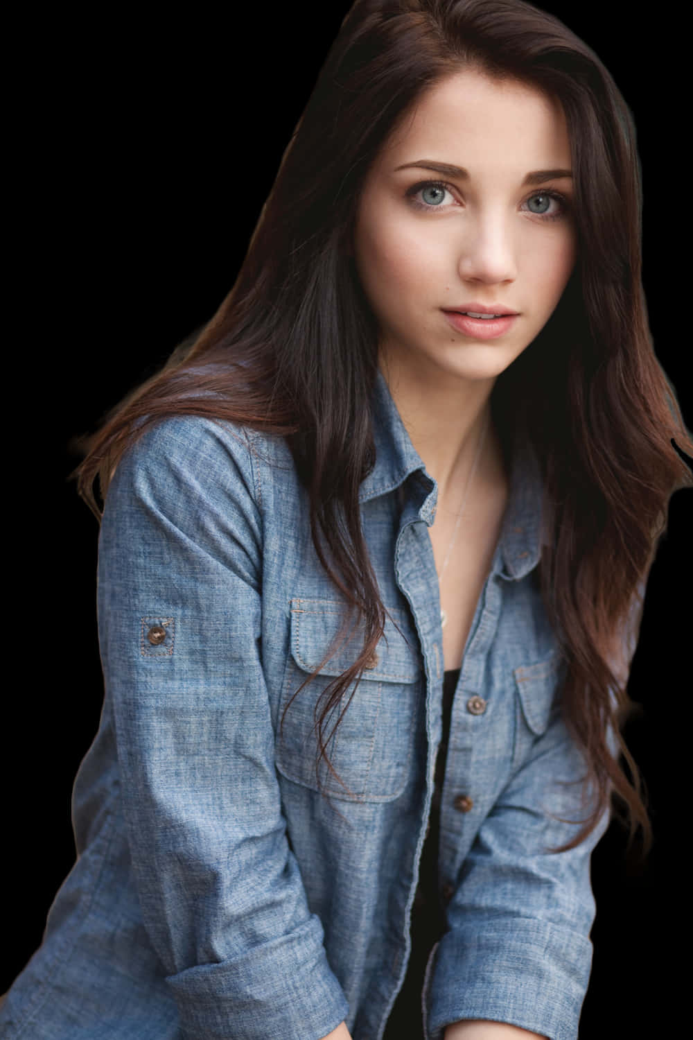 Portraitof Young Womanin Denim Shirt PNG