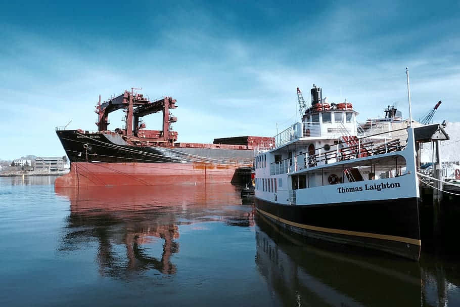 Portsmouth Harbor Ships Docked Wallpaper