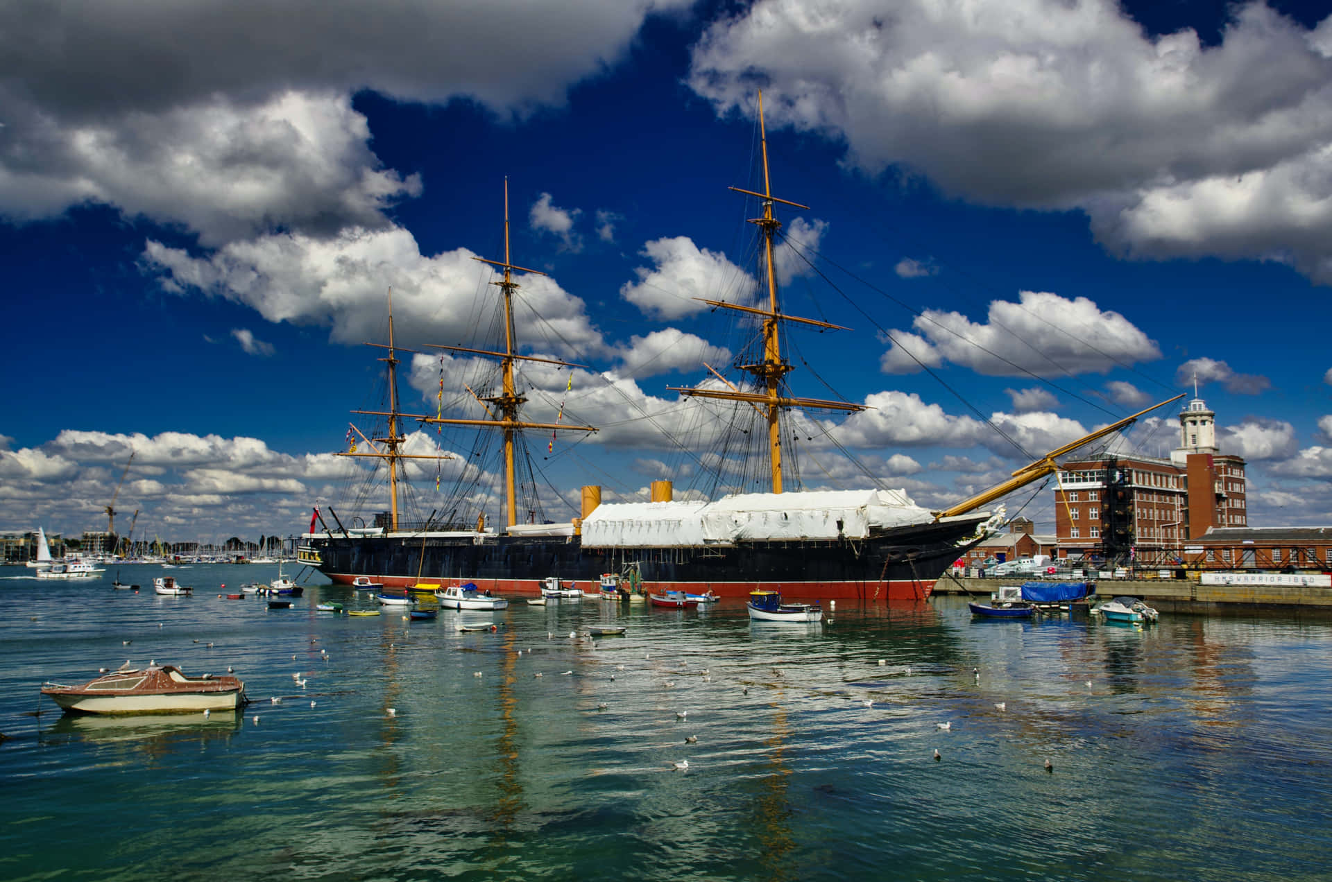 Portsmouth Historic Dockyard Sailing Ship Wallpaper