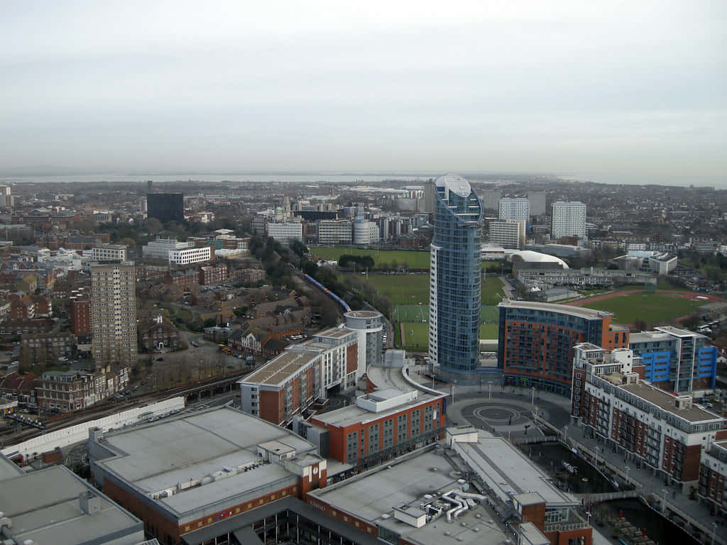 Portsmouth Skyline Aerial View Wallpaper