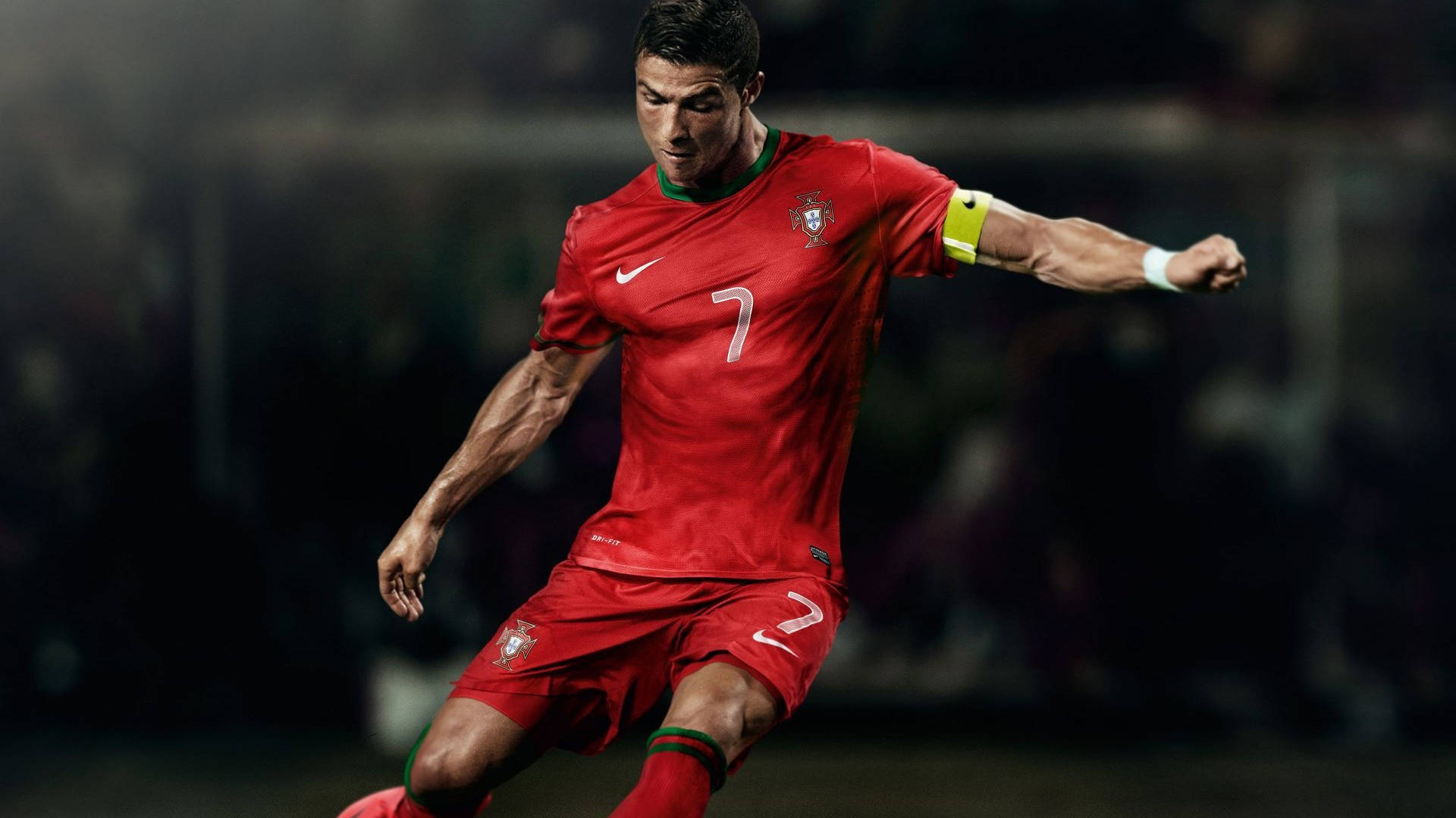 Portugal National Football Team Cr7 Kicking Background