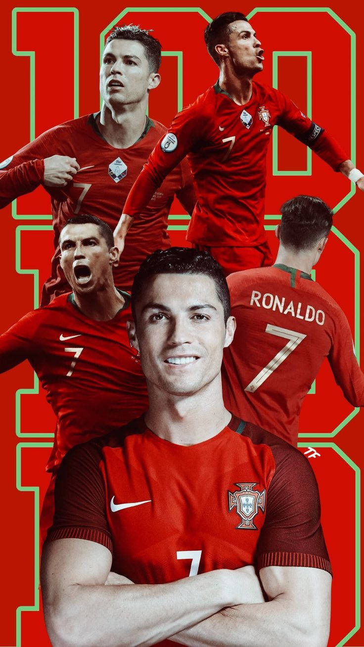 Nazionale Di Calcio Del Portogallo Cristiano Collage Sfondo