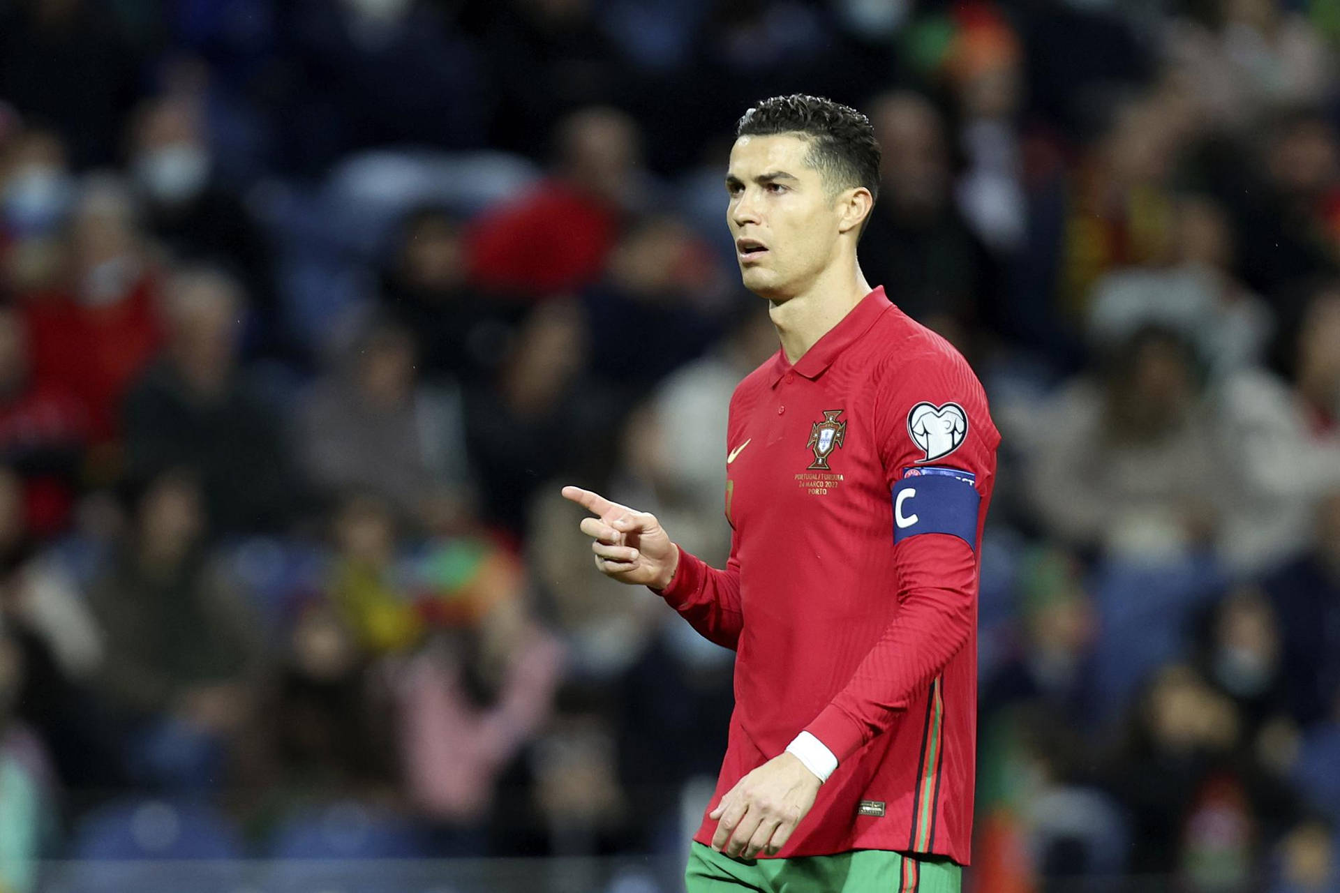 Portugal National Football Team Cristiano Pointing Finger Wallpaper