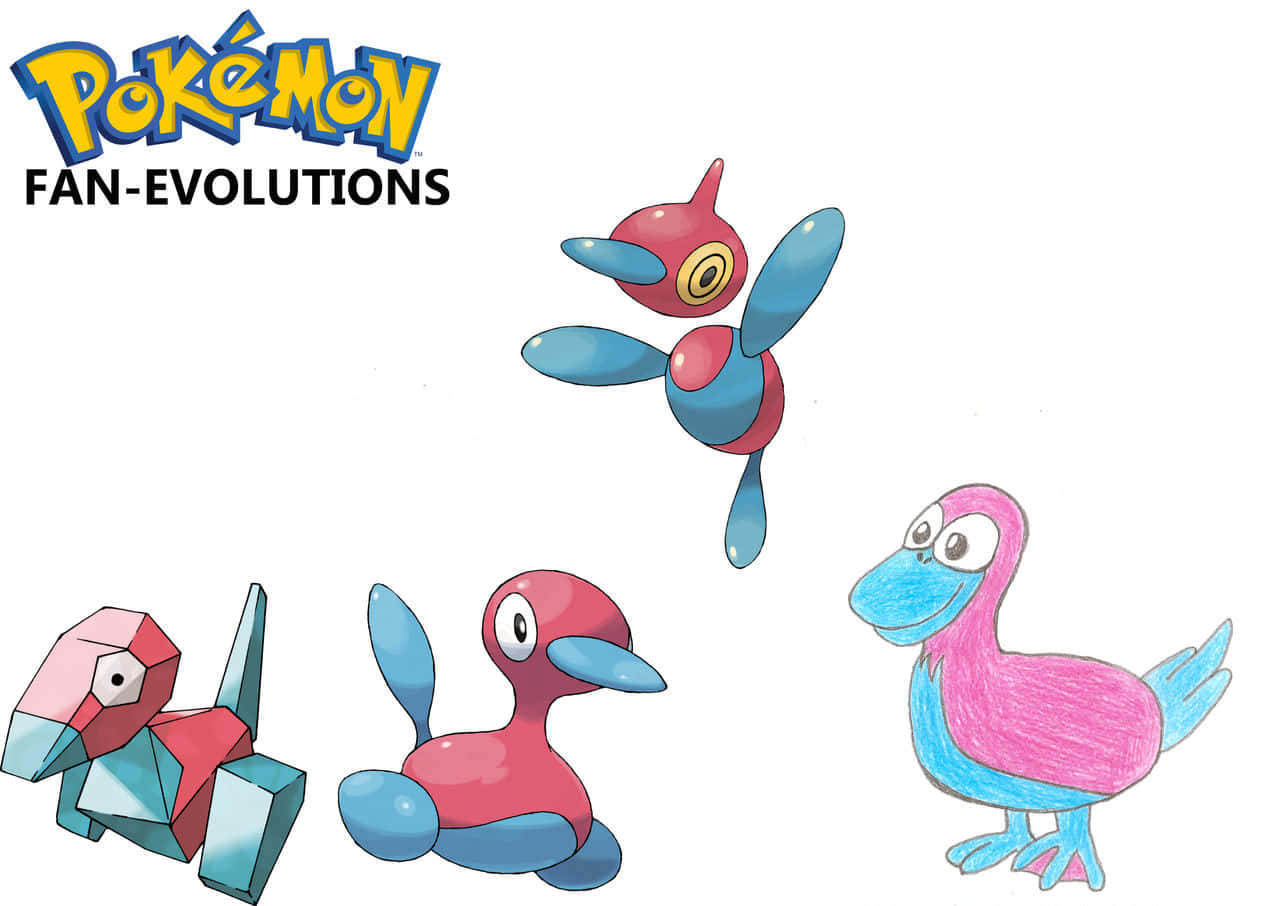 Pósterde Fan-evoluciones De Porygon2 Pokemon. Fondo de pantalla