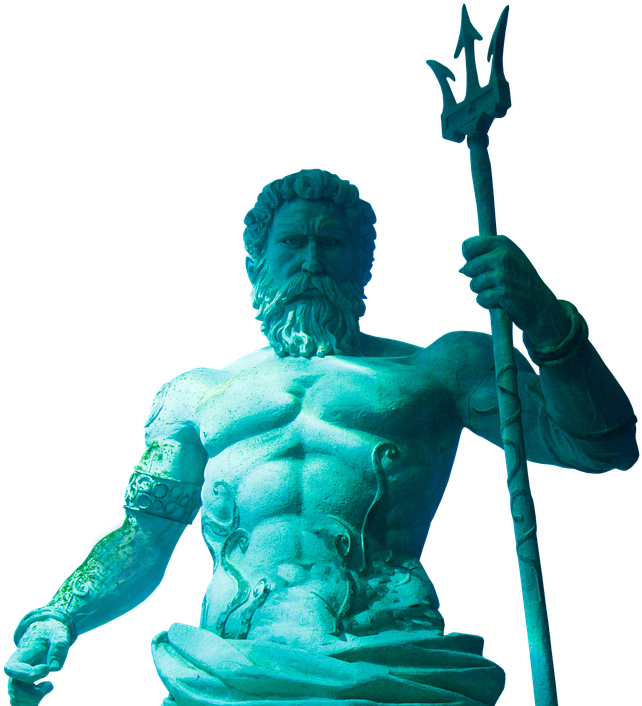 Poseidon Statuewith Trident PNG