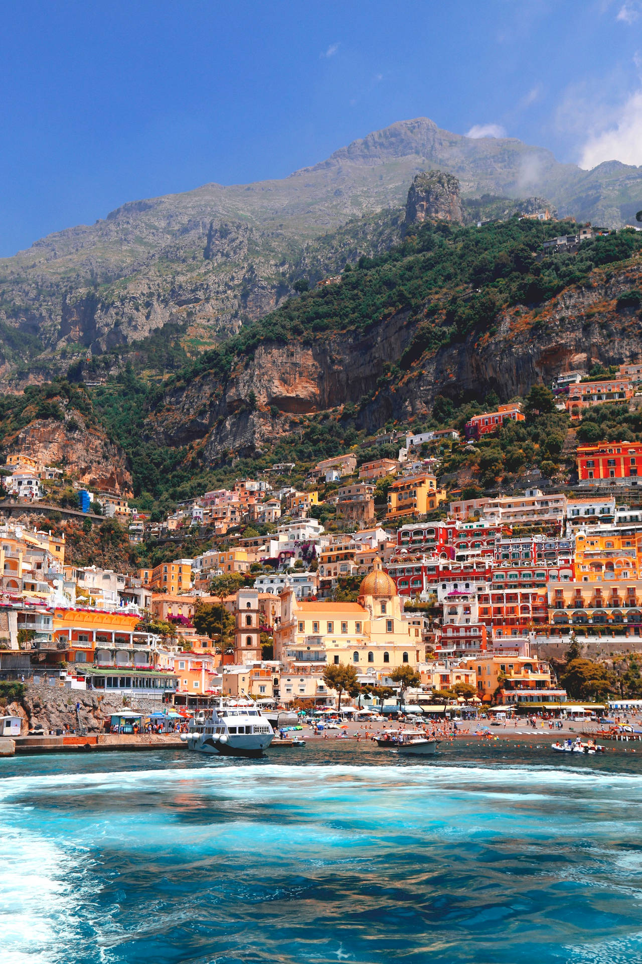 Positano Beachside Town Amalfi Coast Wallpaper