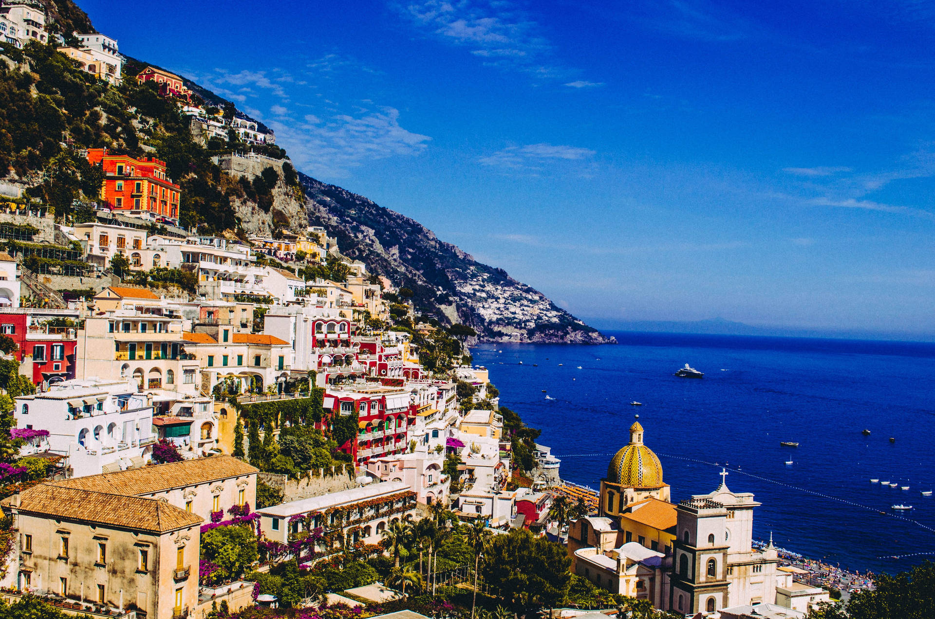 Positano Colorful Village Amalfi Coast Wallpaper