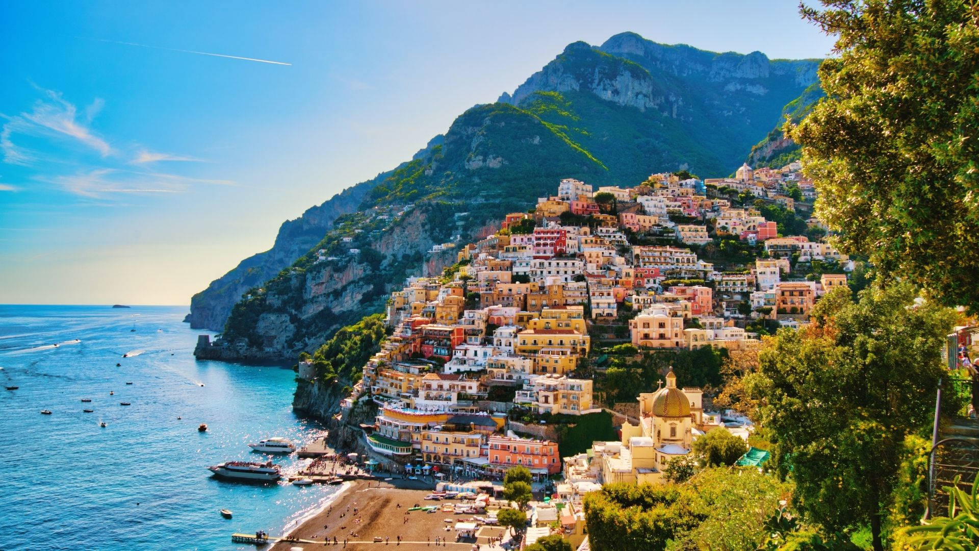 Positano Town Amalfi Coast Landscape Wallpaper