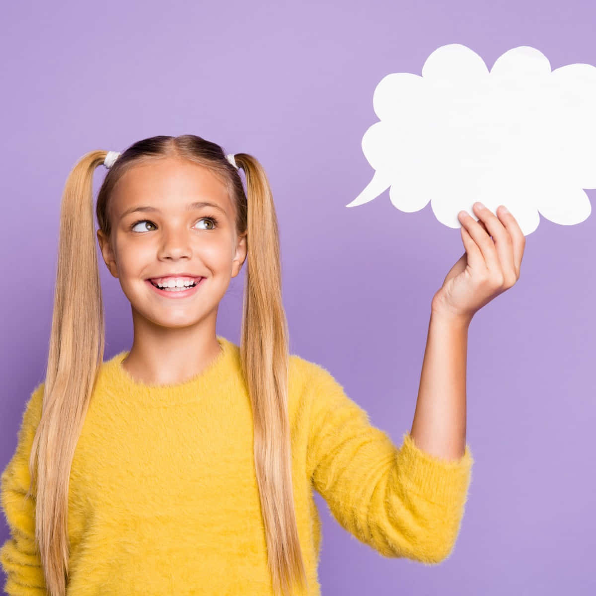 Positive Thinking Girl Speech Bubble Picture