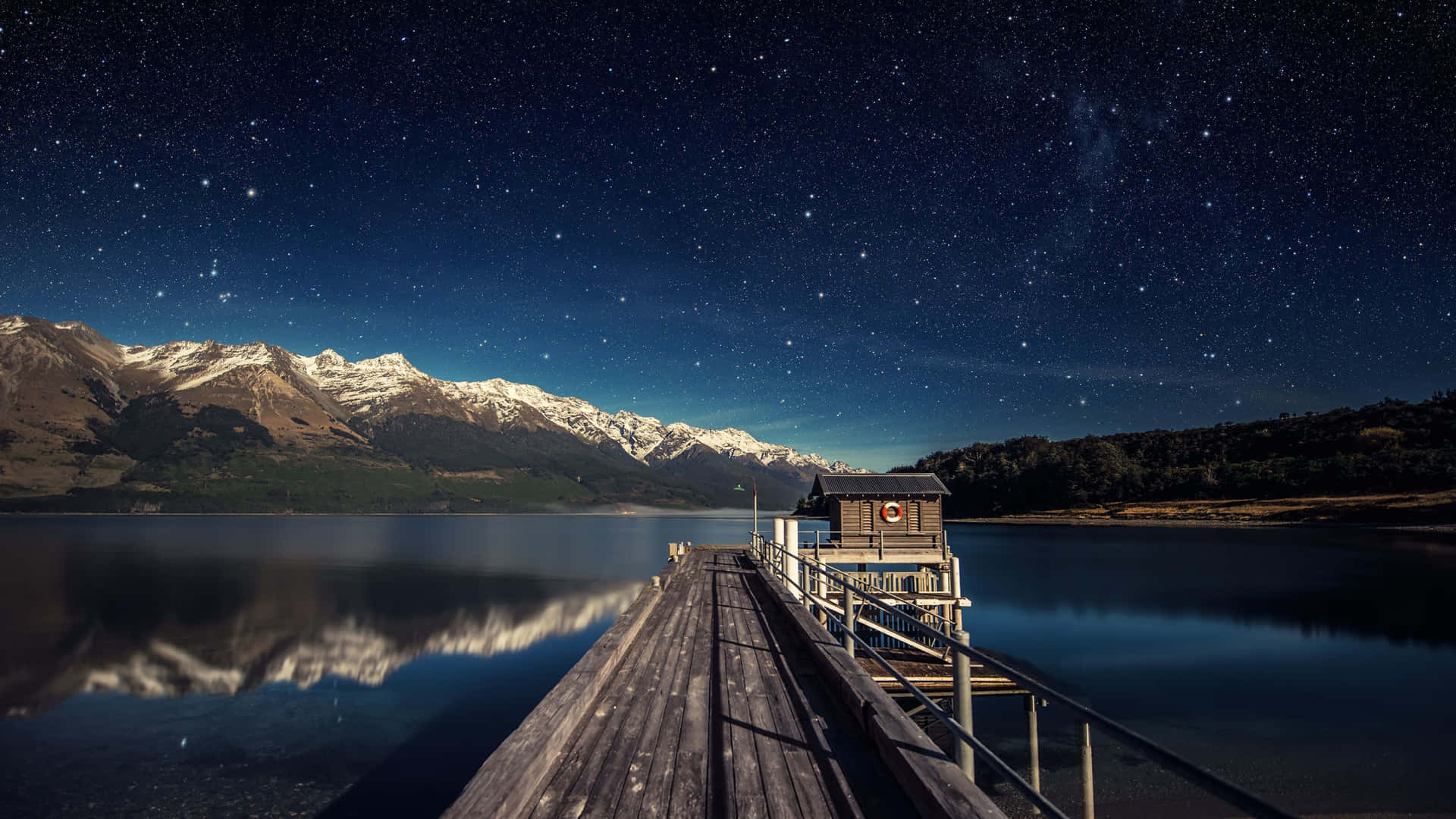Possible Night Sky Over Mountain Lake Wallpaper