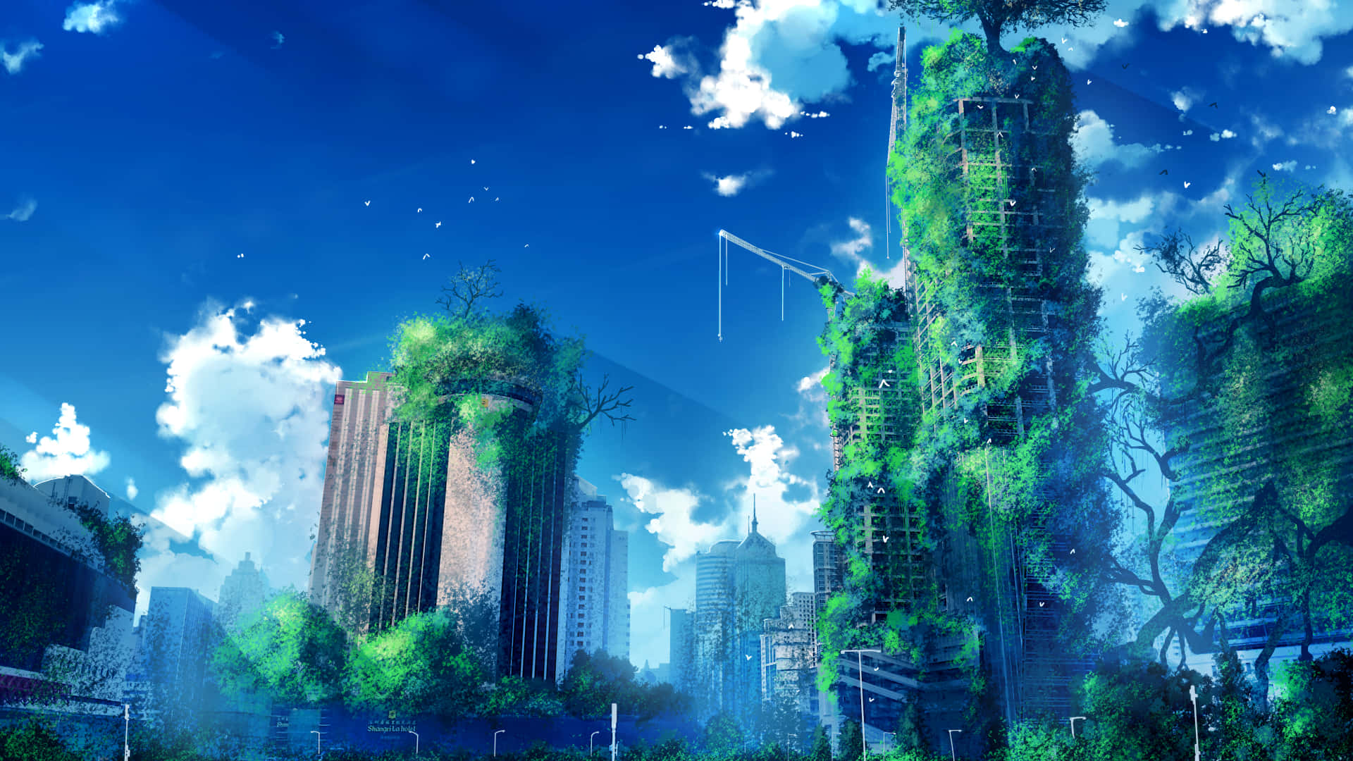 A City With Trees And A Sky Wallpaper