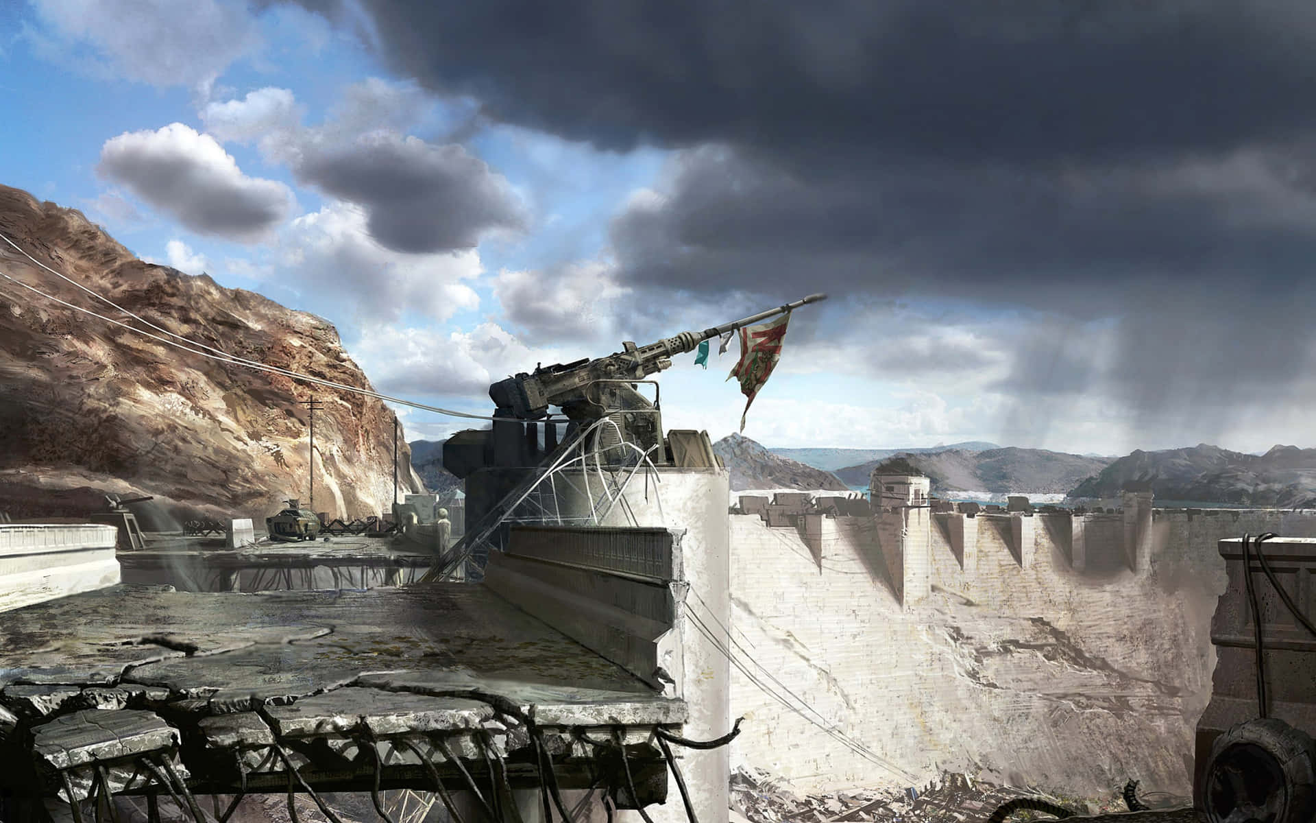 Post Apocalyptic Dam Landscape Wallpaper