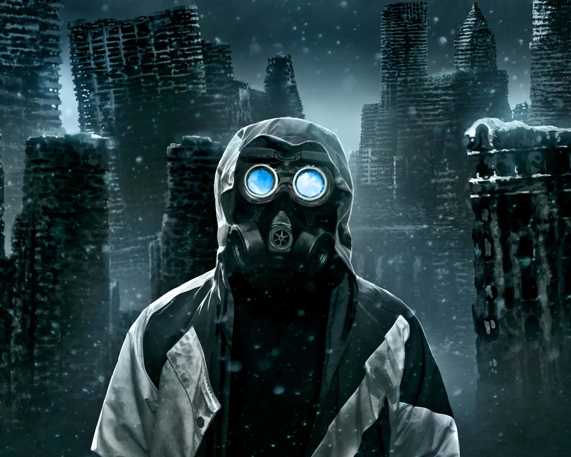 Post Apocalyptic Gas Mask Figure Wallpaper