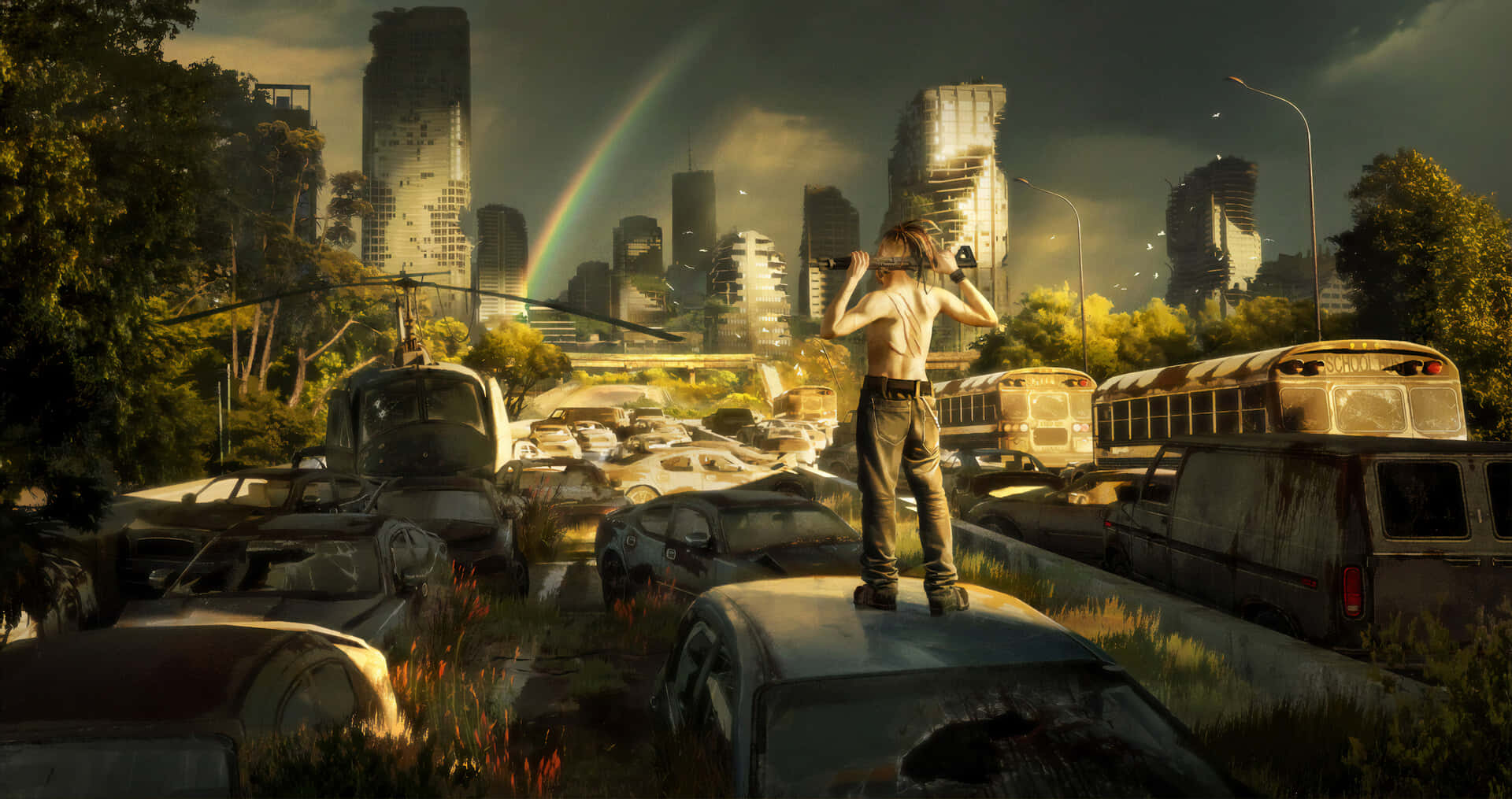 In the post-apocalyptic world, everything is unfamiliar and filled with danger Wallpaper
