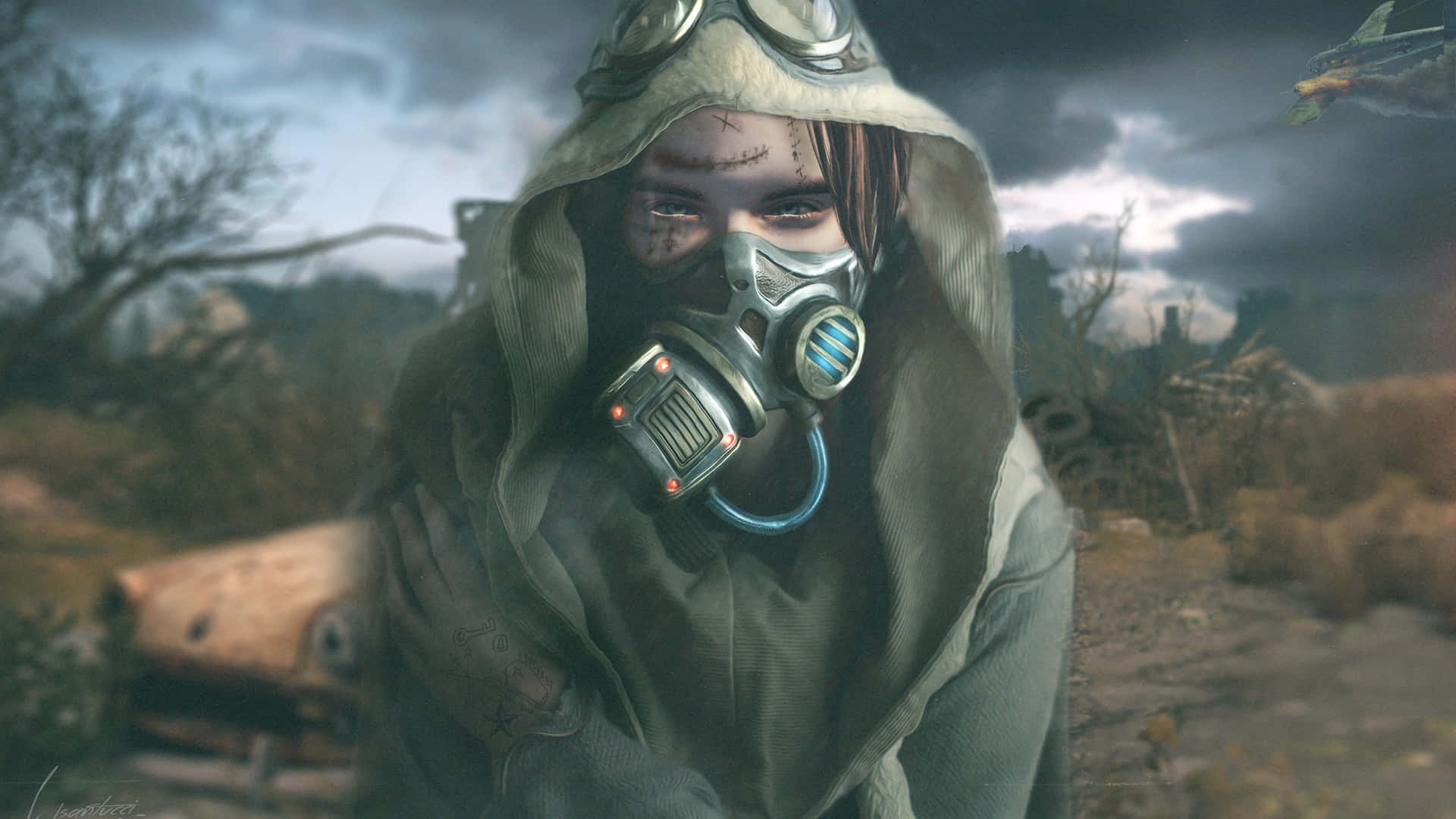 Post Apocalyptic Survivor Gas Mask Wallpaper