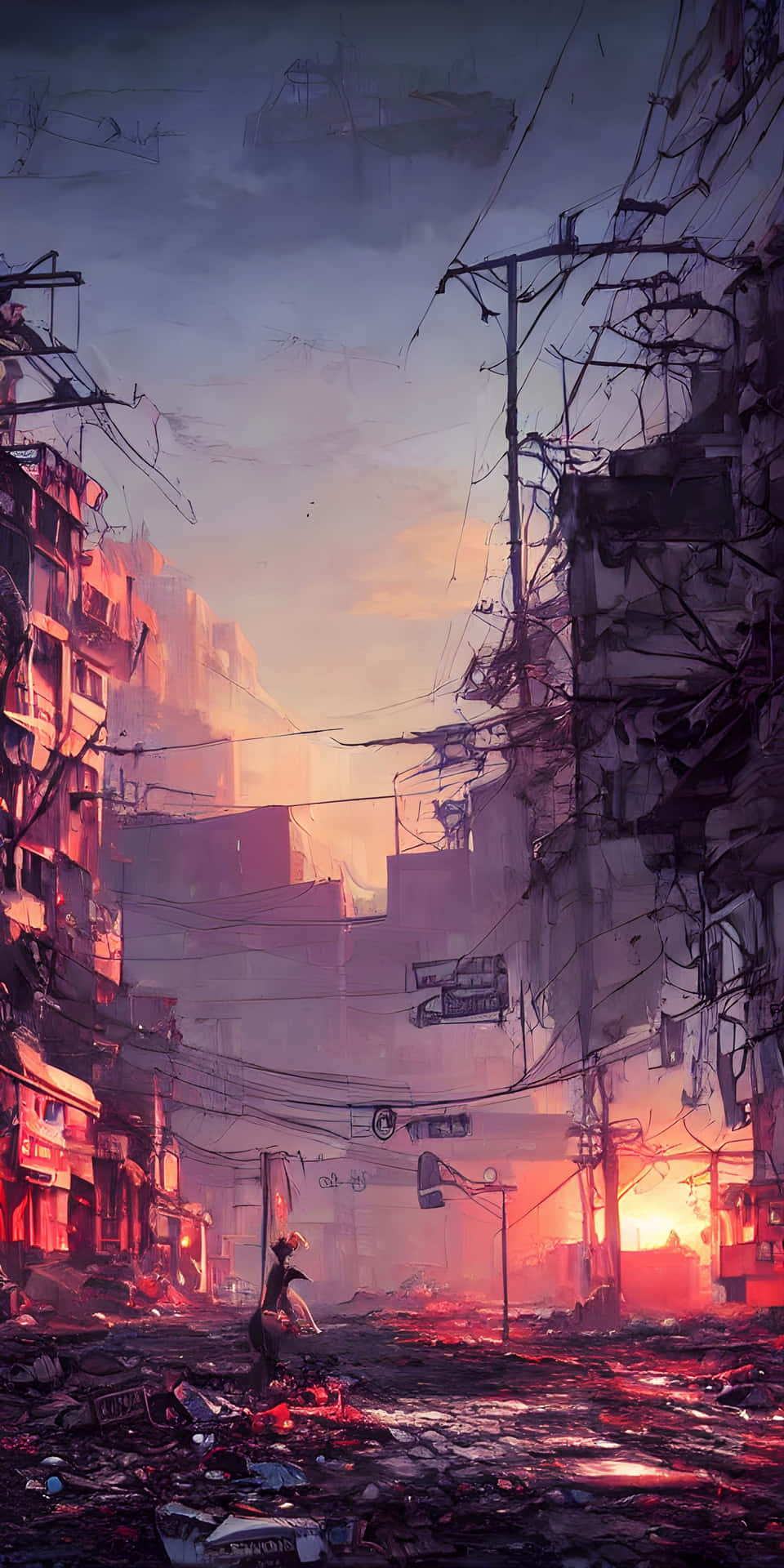 Post Apocalyptic Urban Sunset Wallpaper