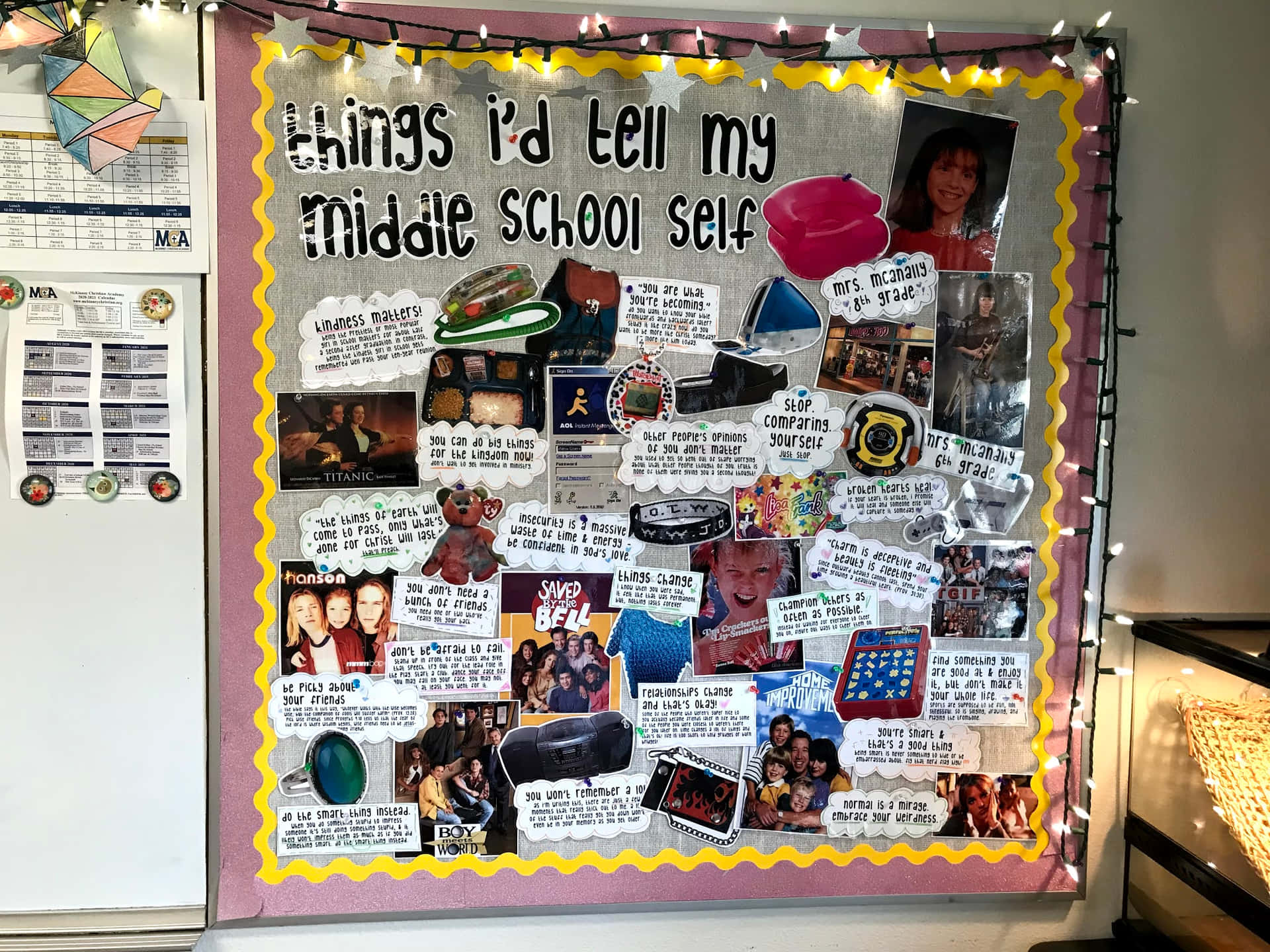 A Bulletin Board With Pictures And Information About My Elementary School