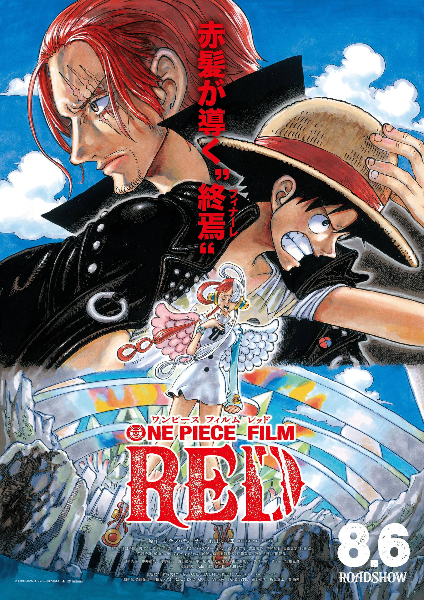 Pôster De Mangá Vermelho One Piece Film Papel de Parede