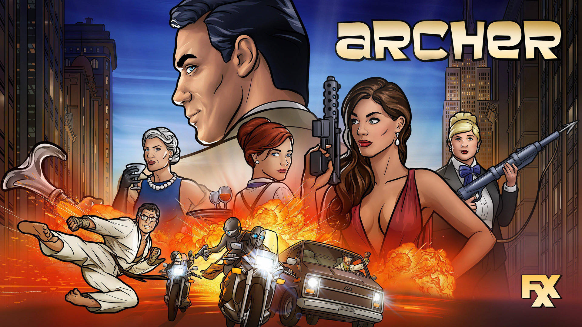 Poster Of Archer Fiery Background Wallpaper