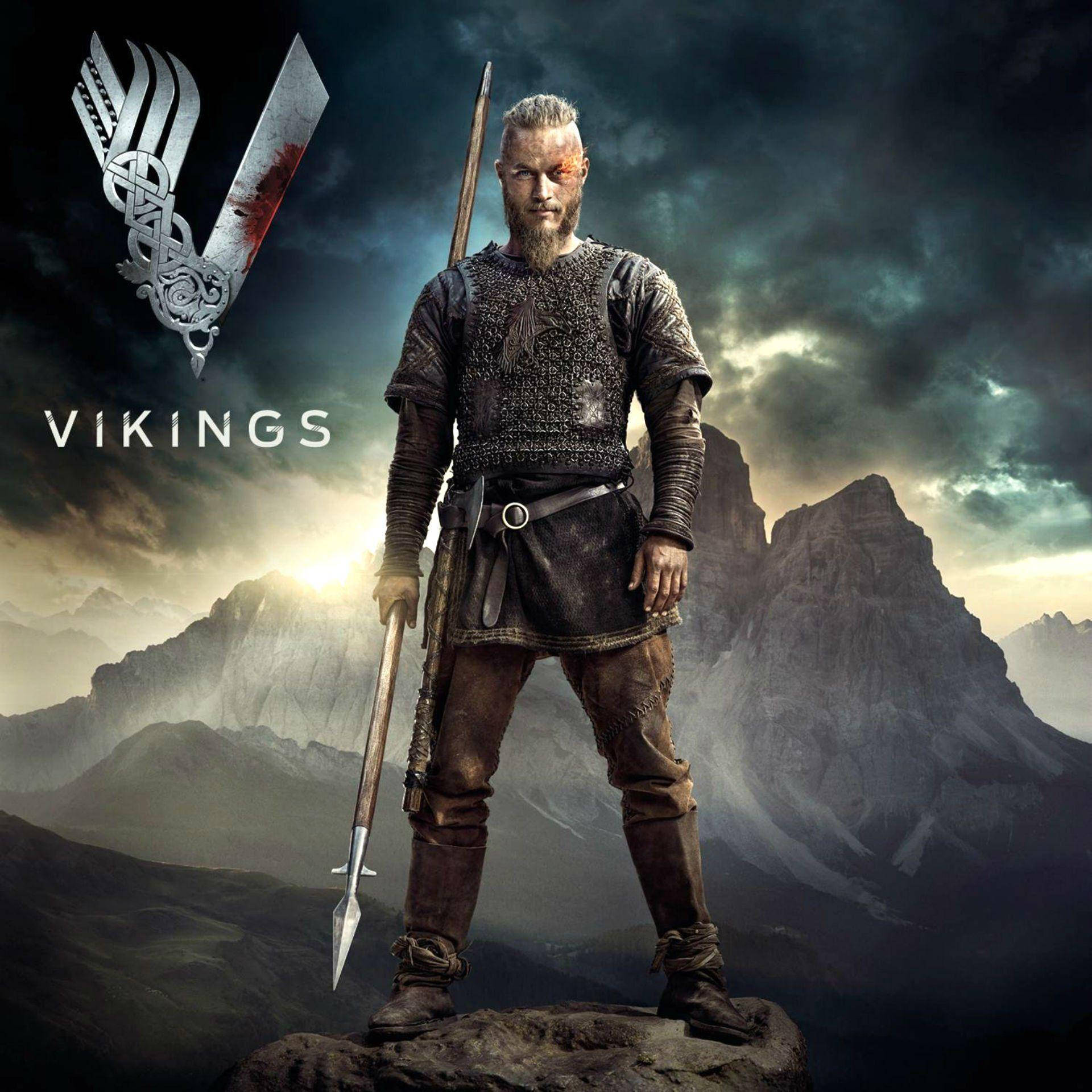 Download Poster Of Ragnar Lothbrok For Vikings Wallpaper | Wallpapers.com