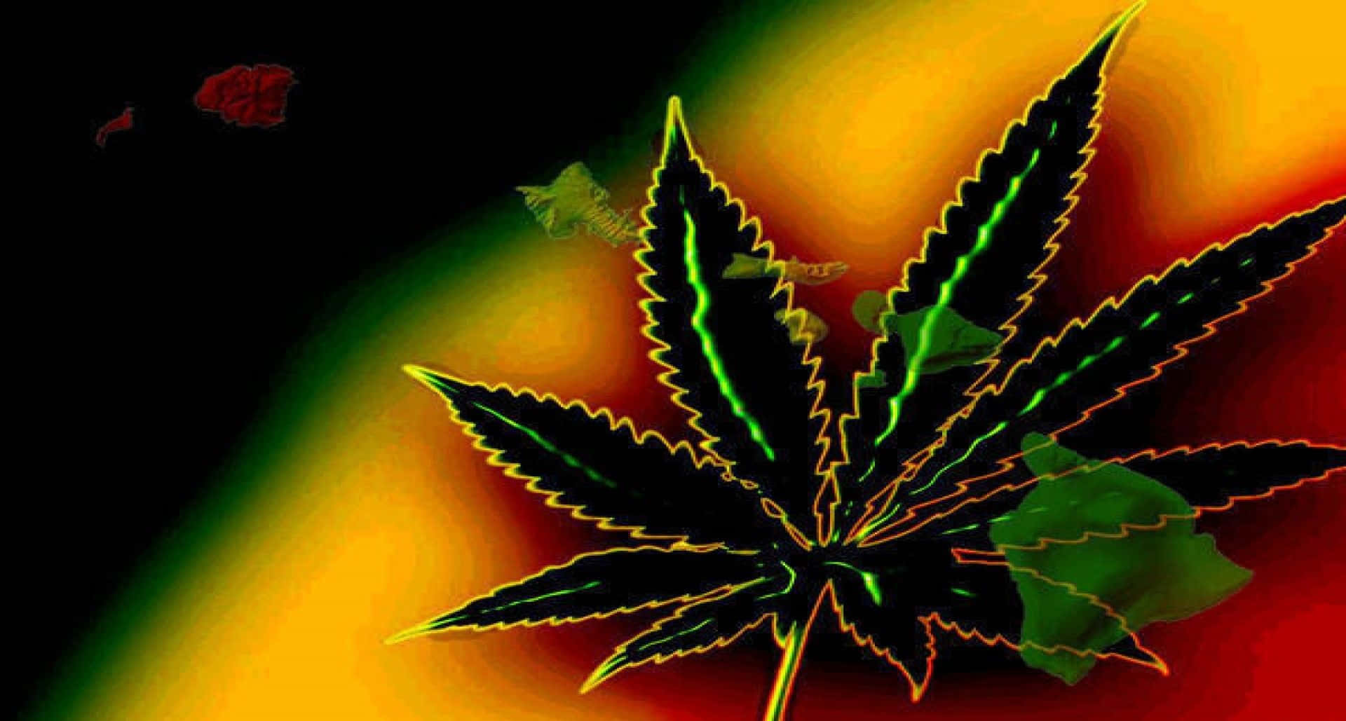 Vibrant Green Marijuana Leaf In Close-up