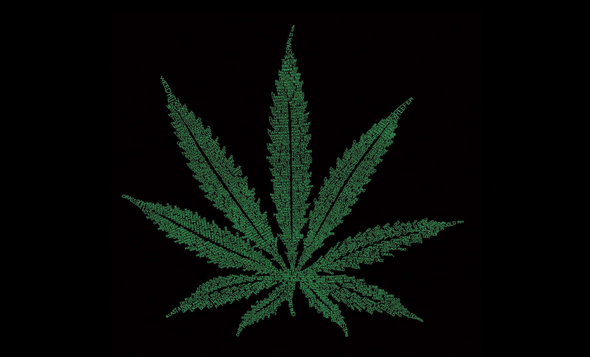 A Green Marijuana Leaf On A Black Background